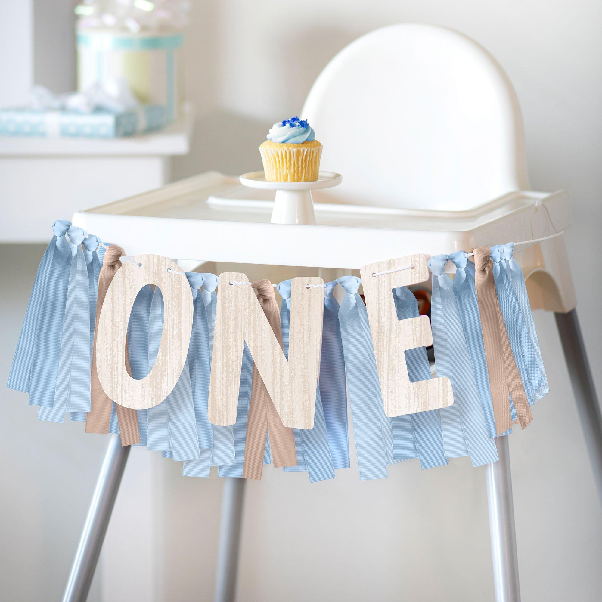 Blue 1st Birthday Cardstock High Chair Banner, 39in