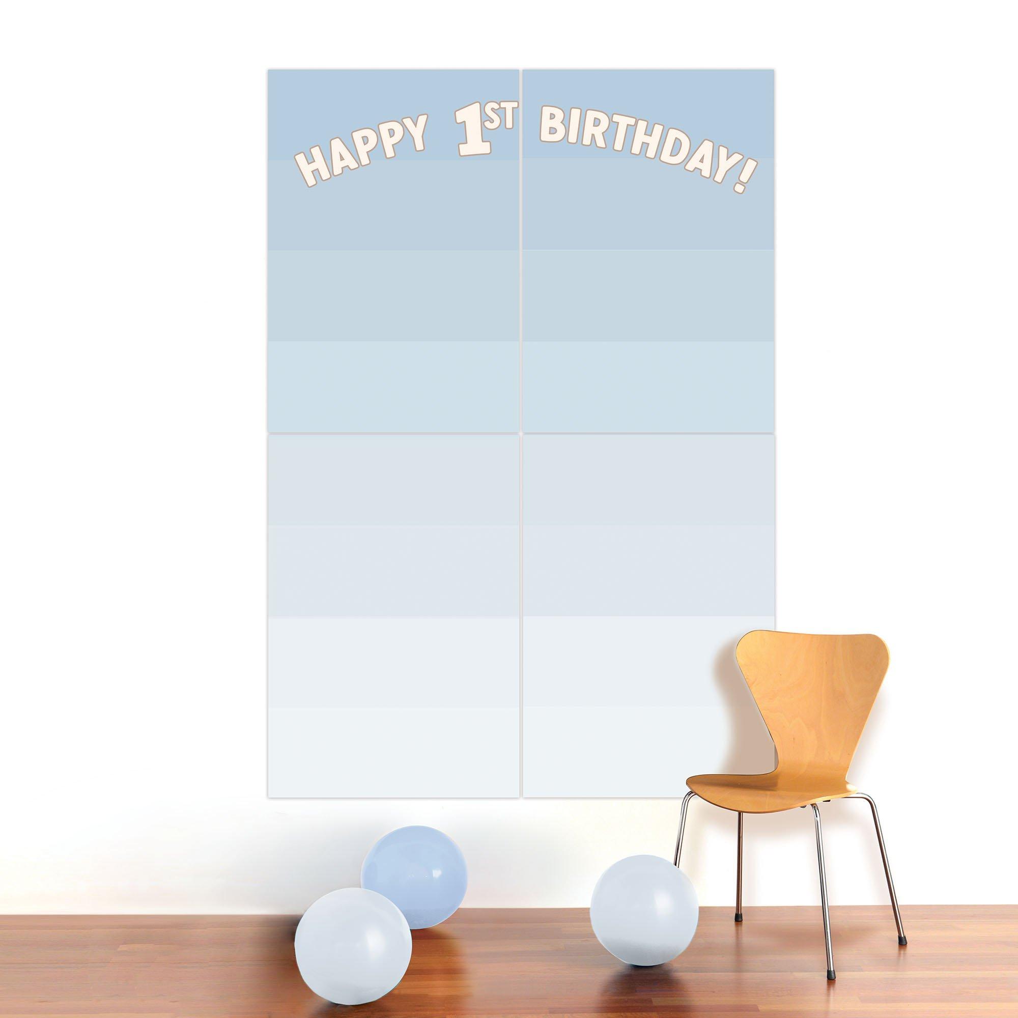 Blue 1st Birthday Photo Backdrop, 4.9ft x 5.4ft