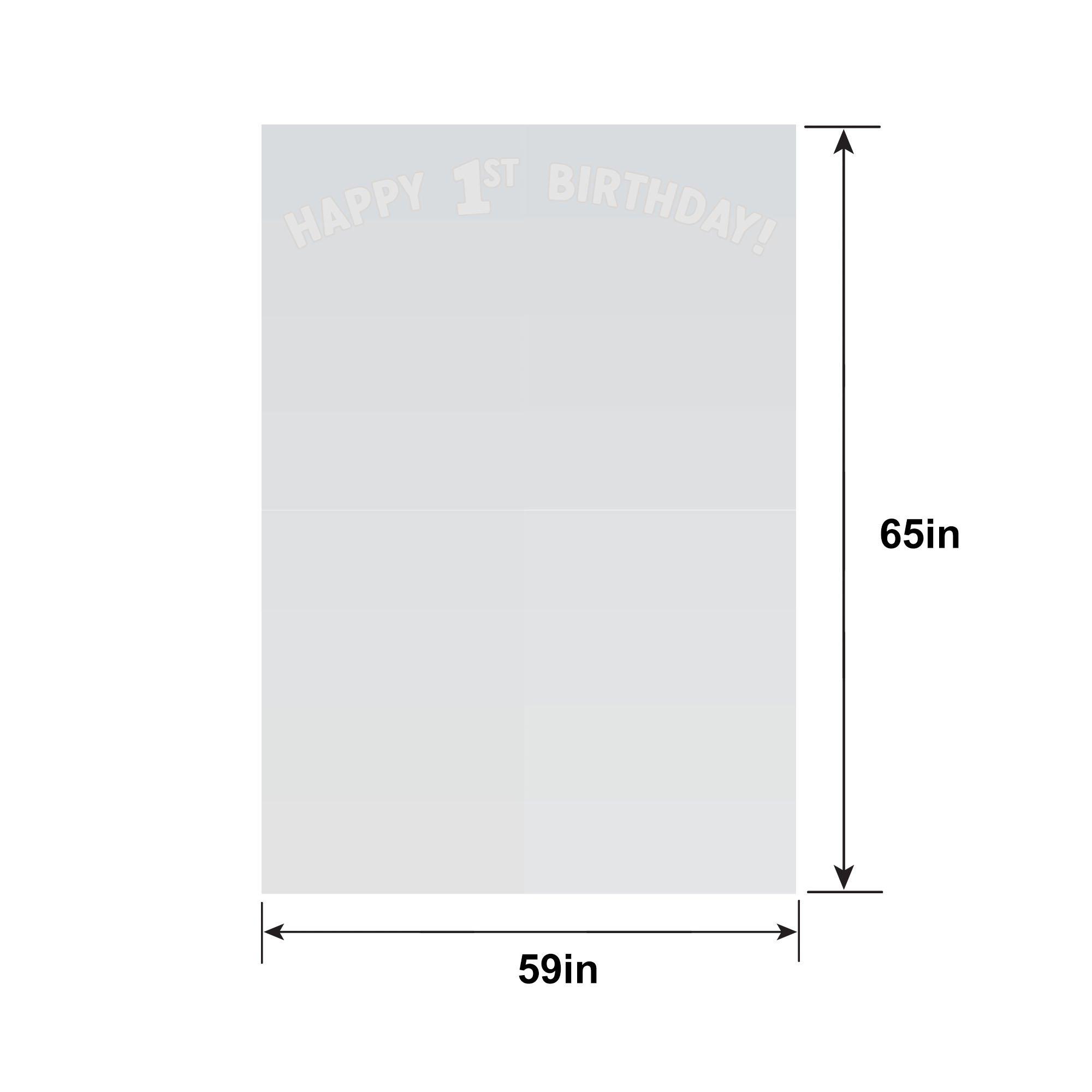 Blue 1st Birthday Photo Backdrop, 4.9ft x 5.4ft