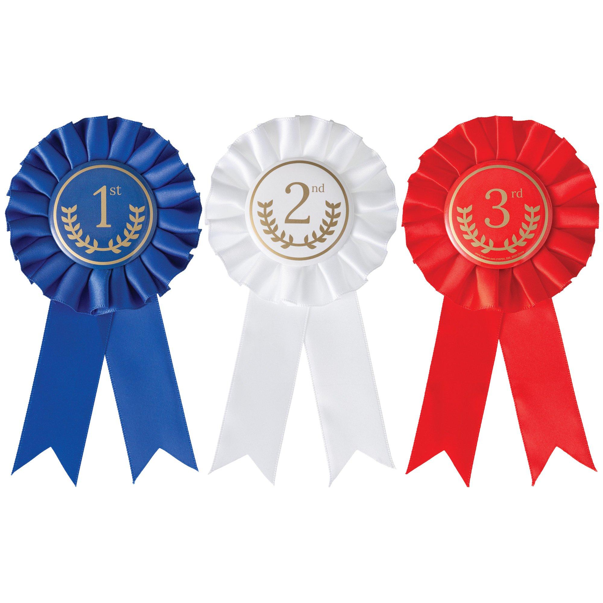 Red, White & Blue Sports Award Ribbons, 4in, 3ct