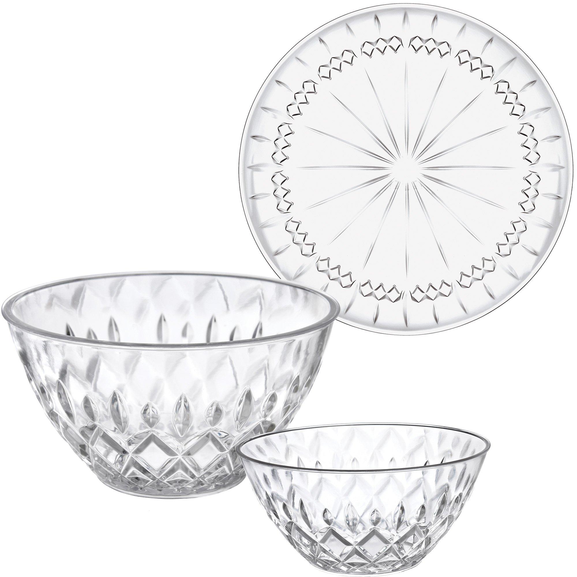 Crystal Acrylic Serveware Kit, 3pc Party City