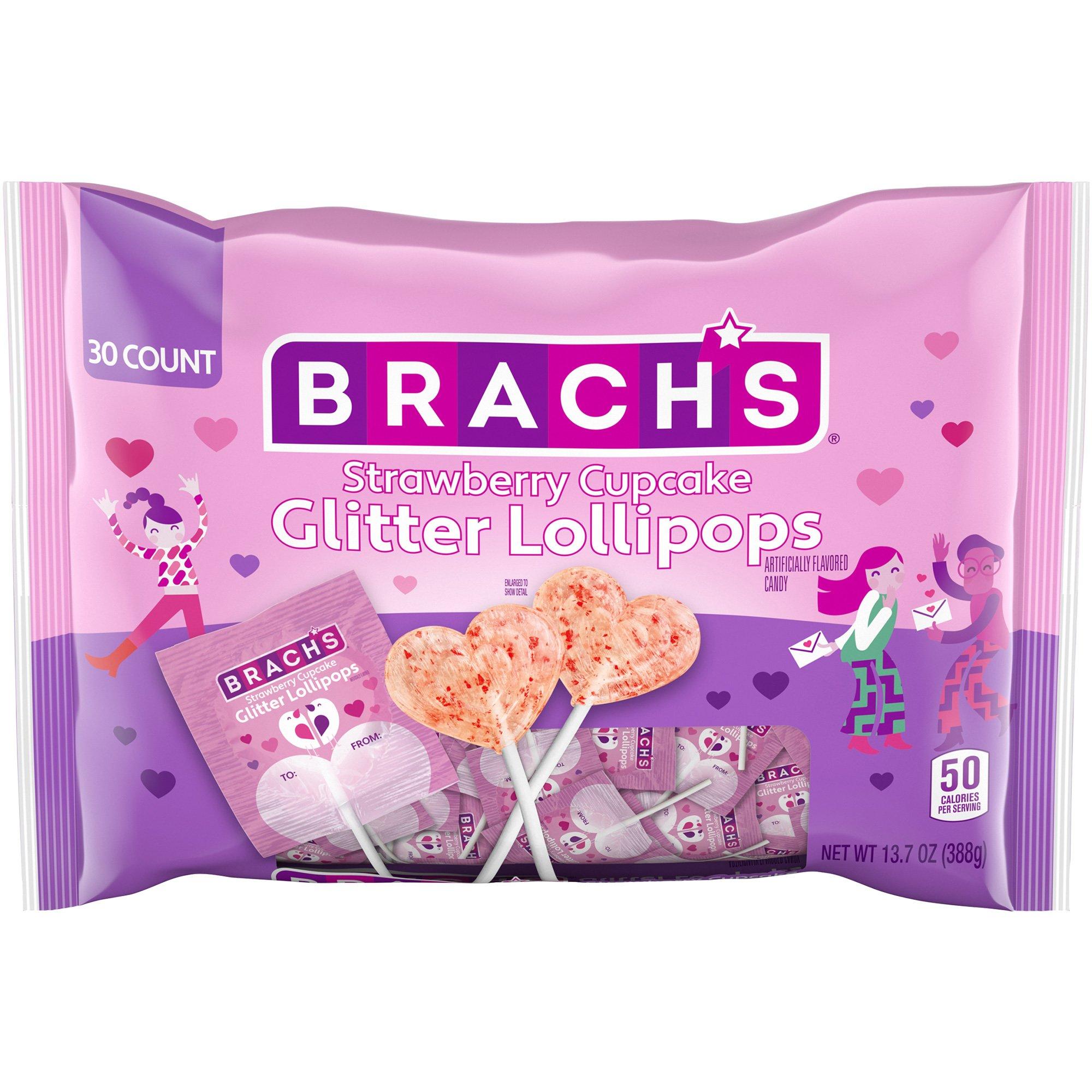 Brach's Valentine's Day Glitter Heart Lollipops, 30ct - Strawberry