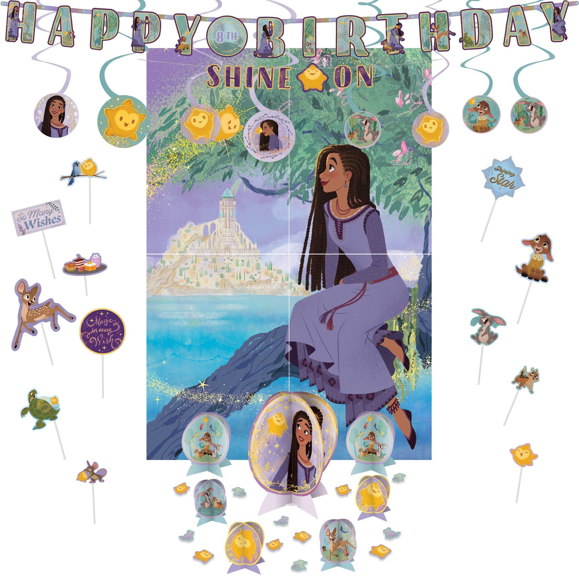 Disney Wish Birthday Party Decorating Supplies Pack - Kit Includes Banner, Table Decorations, Swirls, Scene Setter & Photo Booth Props