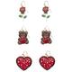 Roses, Bears & Hearts Valentine's Day Earring Set, 3 Pairs