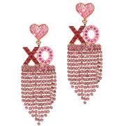 XOXO Rhinestone Fringe Valentine's Day Drop Earrings