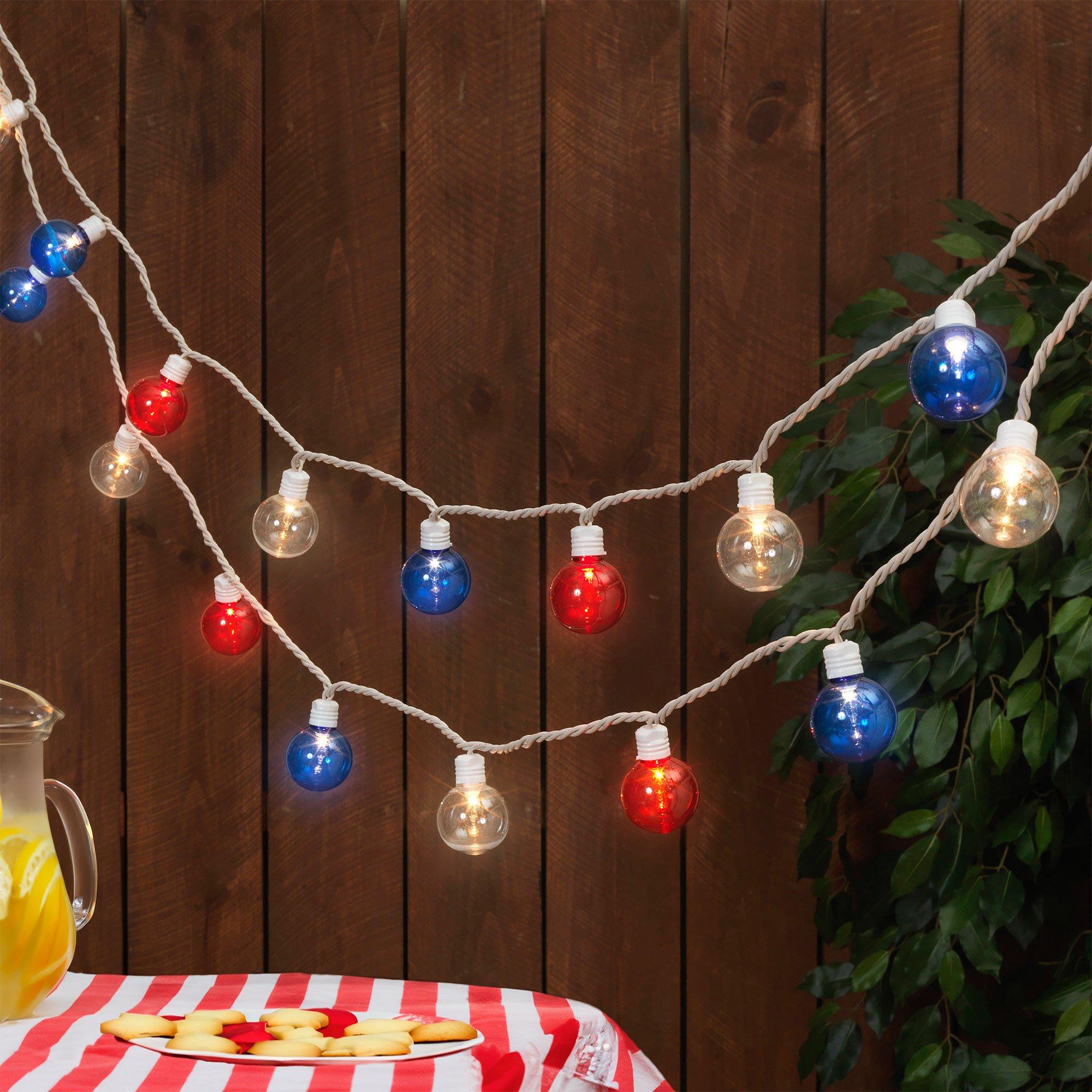 Red, White & Blue Globe String Lights, 27.5ft