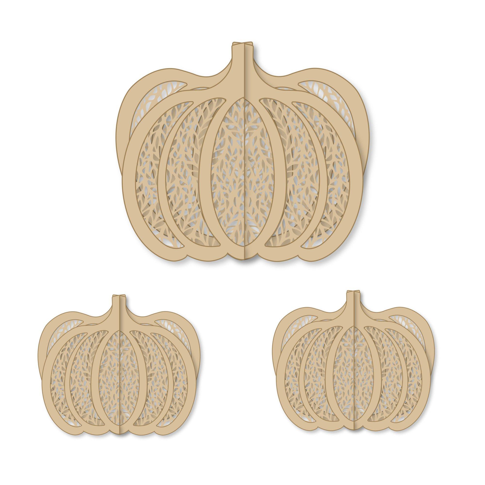 3D Pumpkin MDF Centerpieces, 3pc