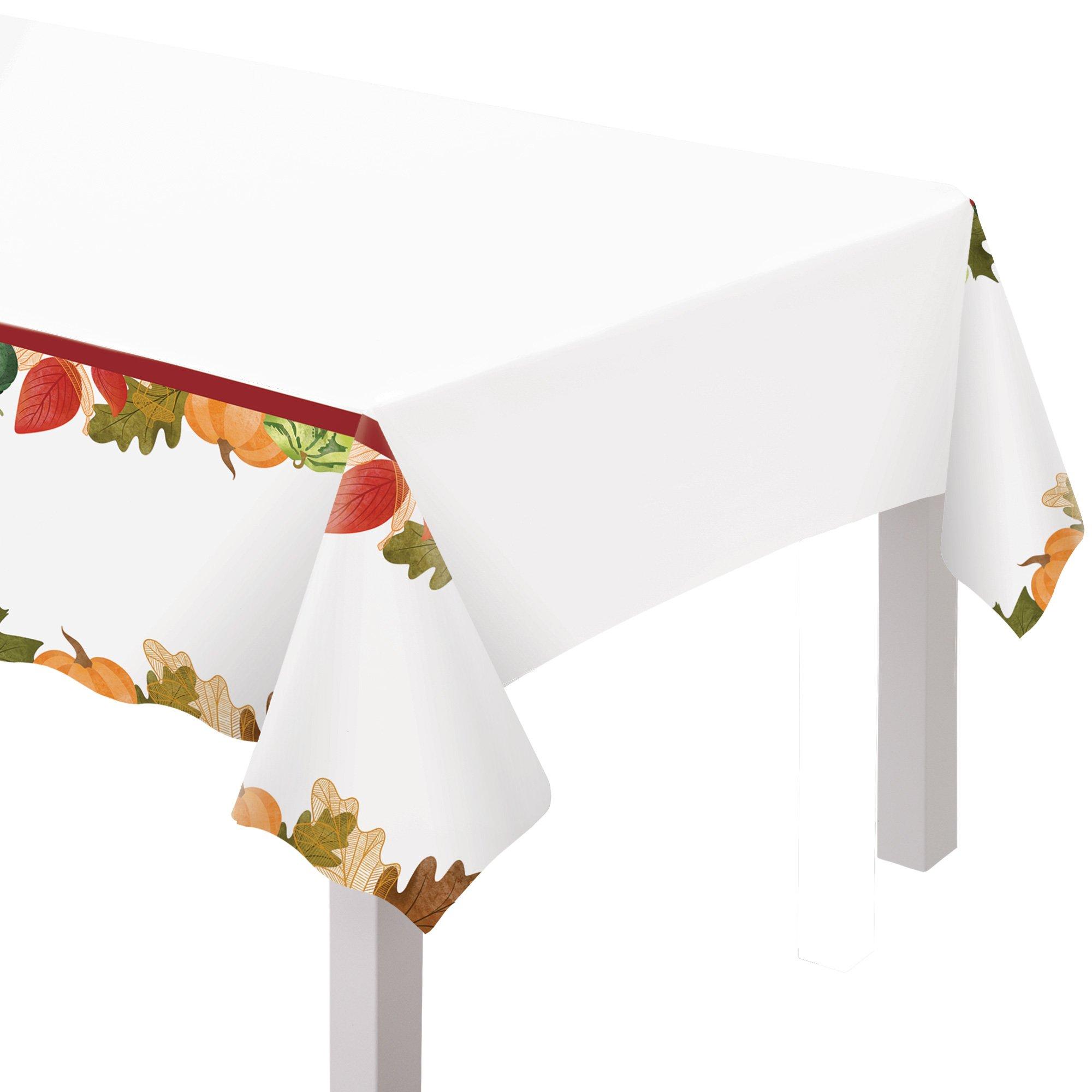 Changing Seasons Thanksgiving Plastic Table Cover, 54in x 102in