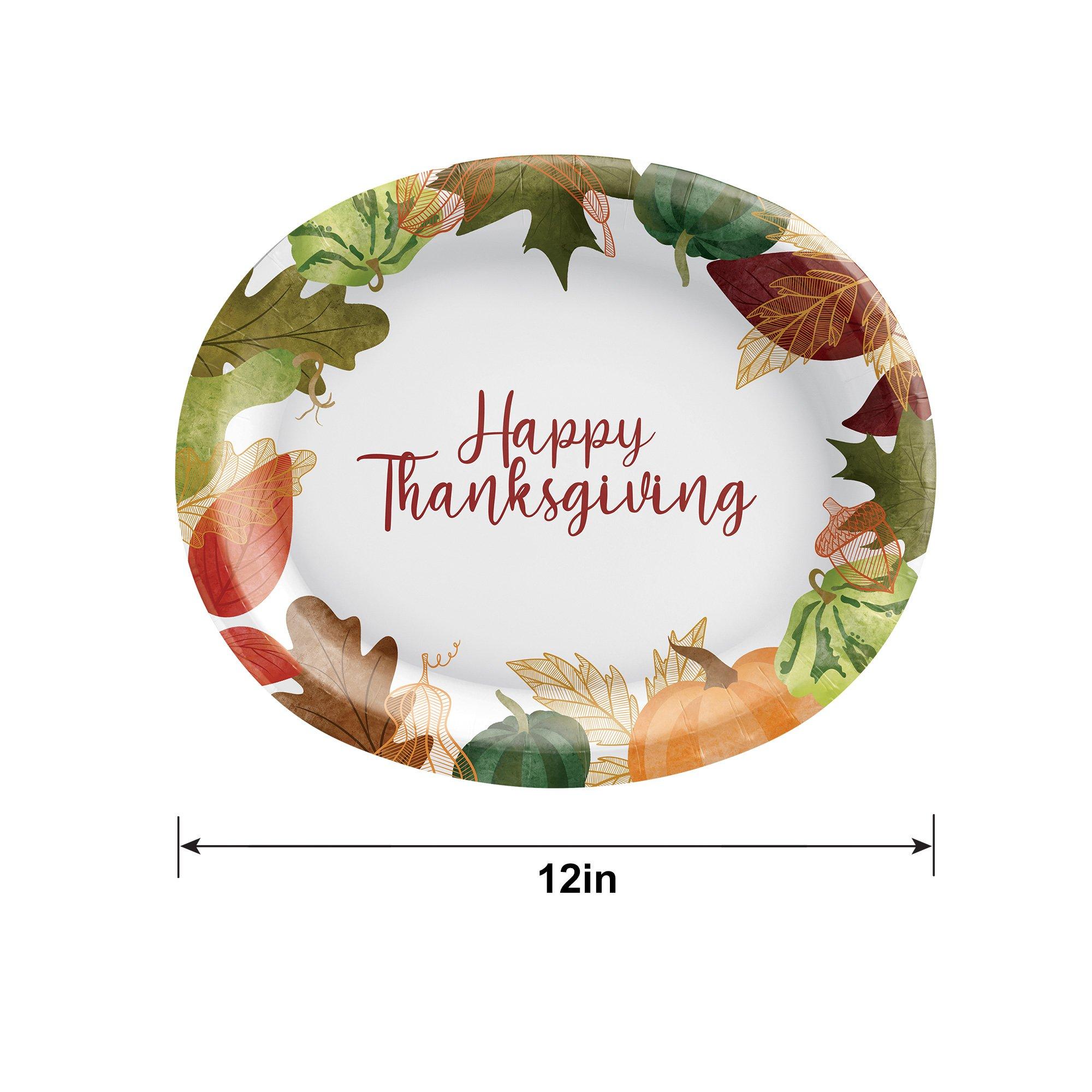 Changing Seasons Thanksgiving Oval Paper Dinner Plates, 12in x 10in, 20ct