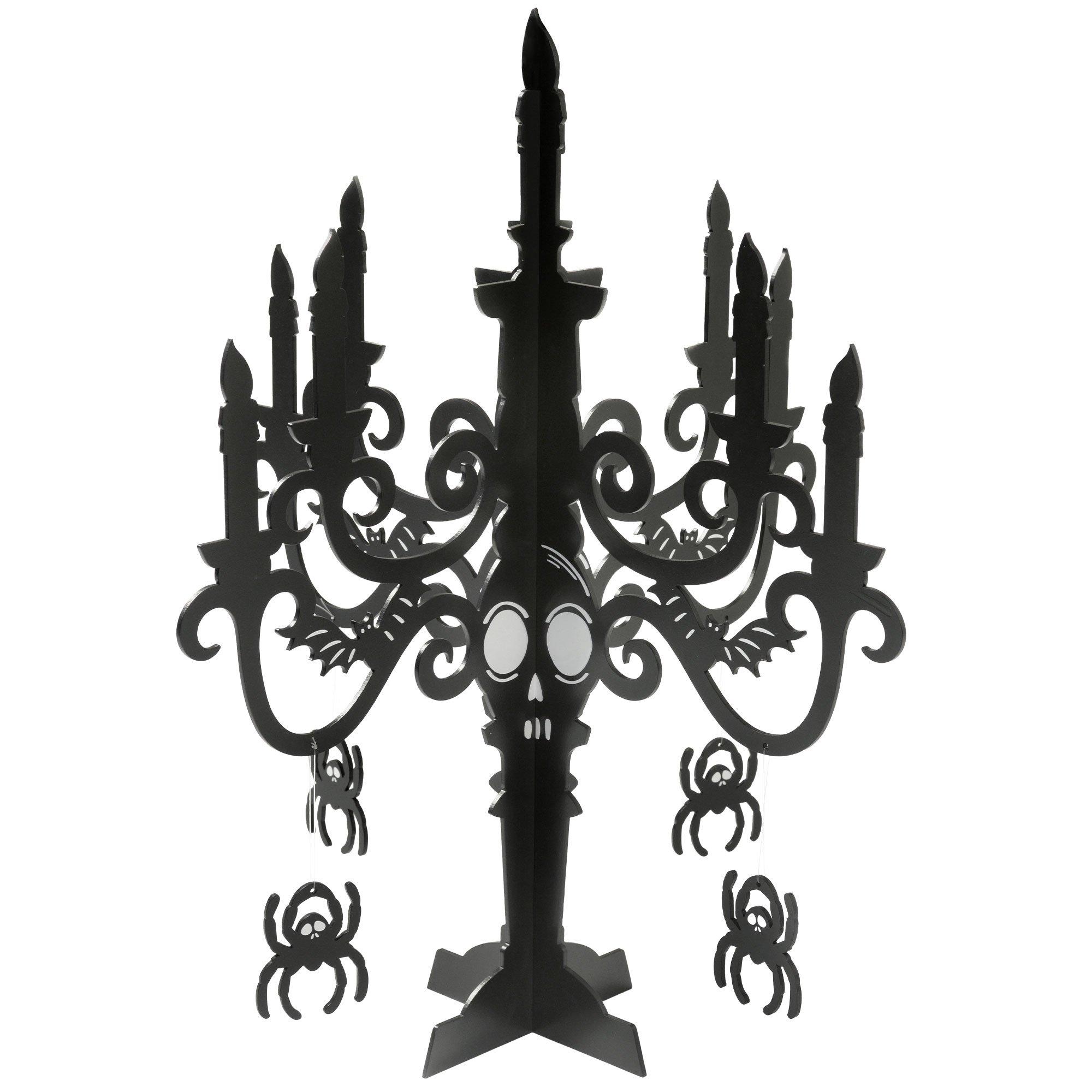 Black MDF Candelabra Decoration, 17in x 19.5in - Spellbound Halloween