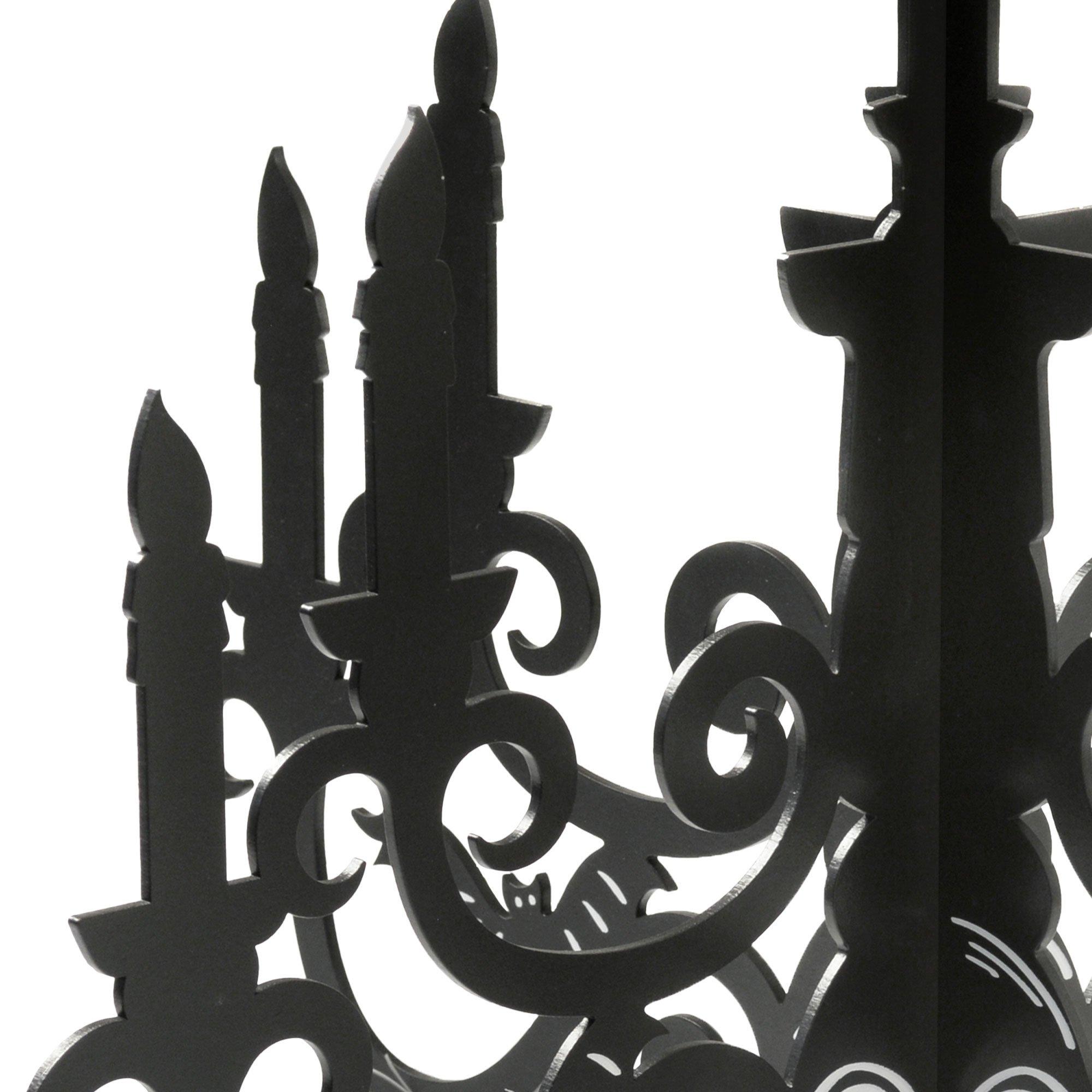 Black MDF Candelabra Decoration, 17in x 19.5in - Spellbound Halloween