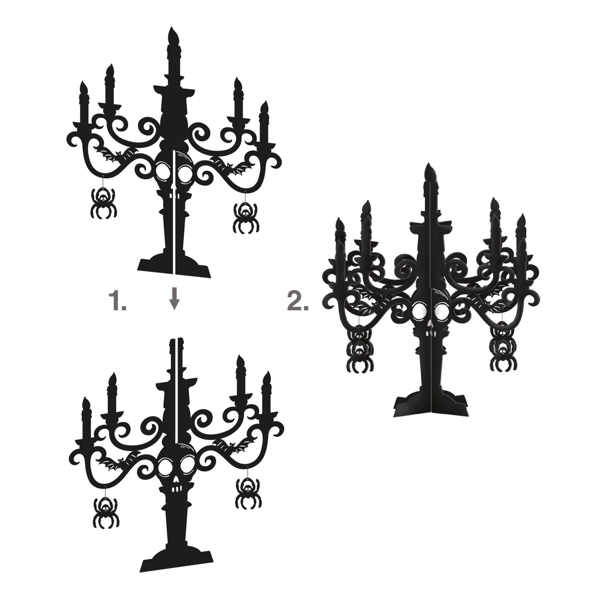 Black MDF Candelabra Decoration, 17in x 19.5in - Spellbound Halloween