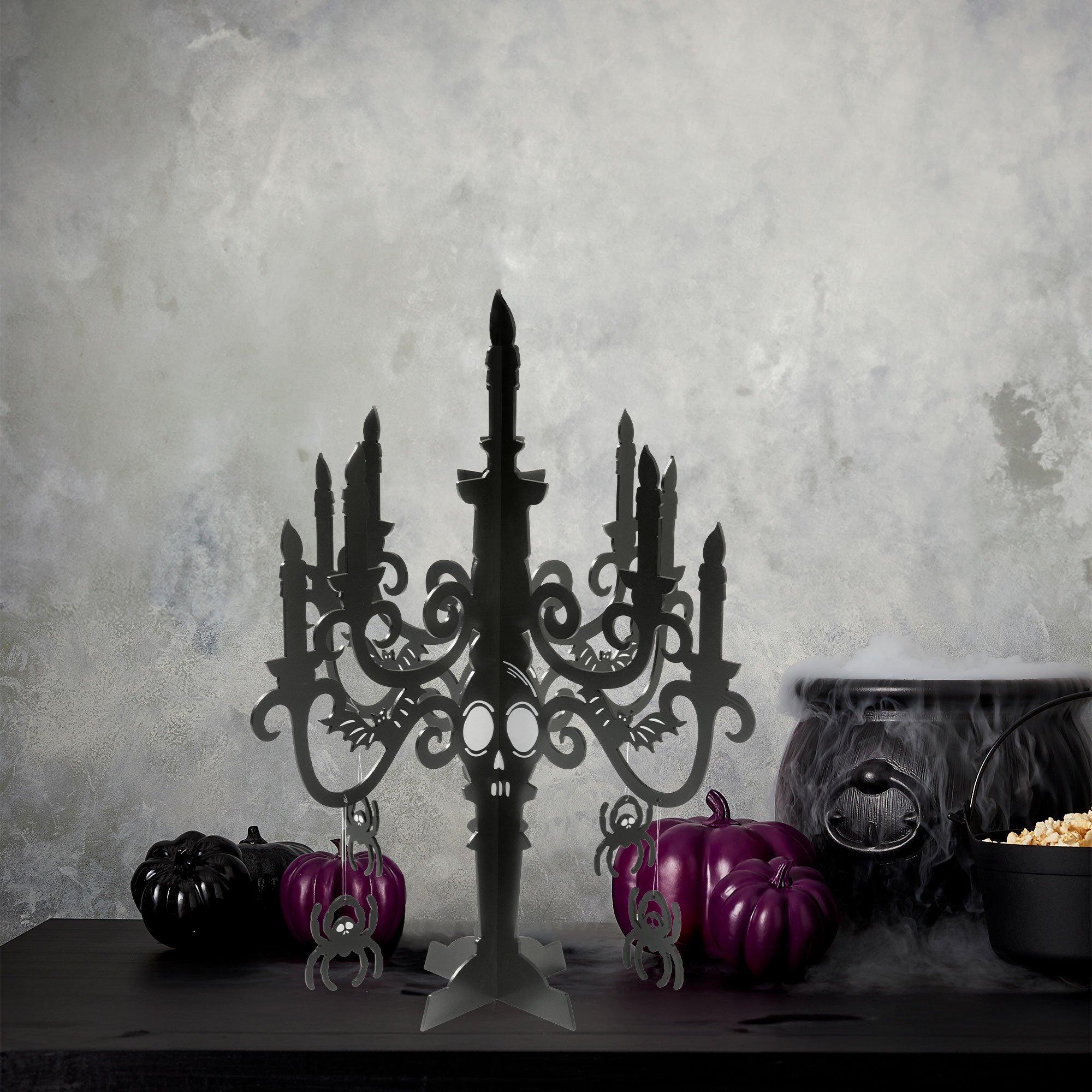 Black MDF Candelabra Decoration, 17in x 19.5in - Spellbound Halloween