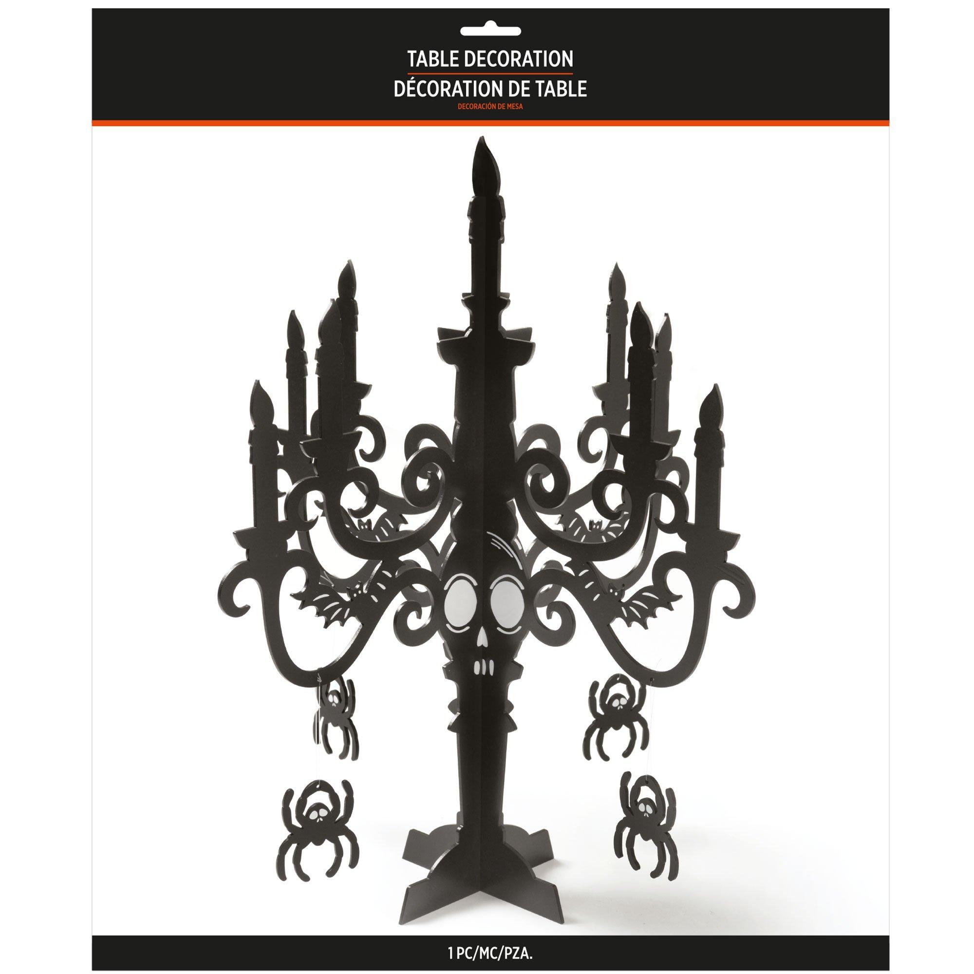 Black MDF Candelabra Decoration, 17in x 19.5in - Spellbound Halloween