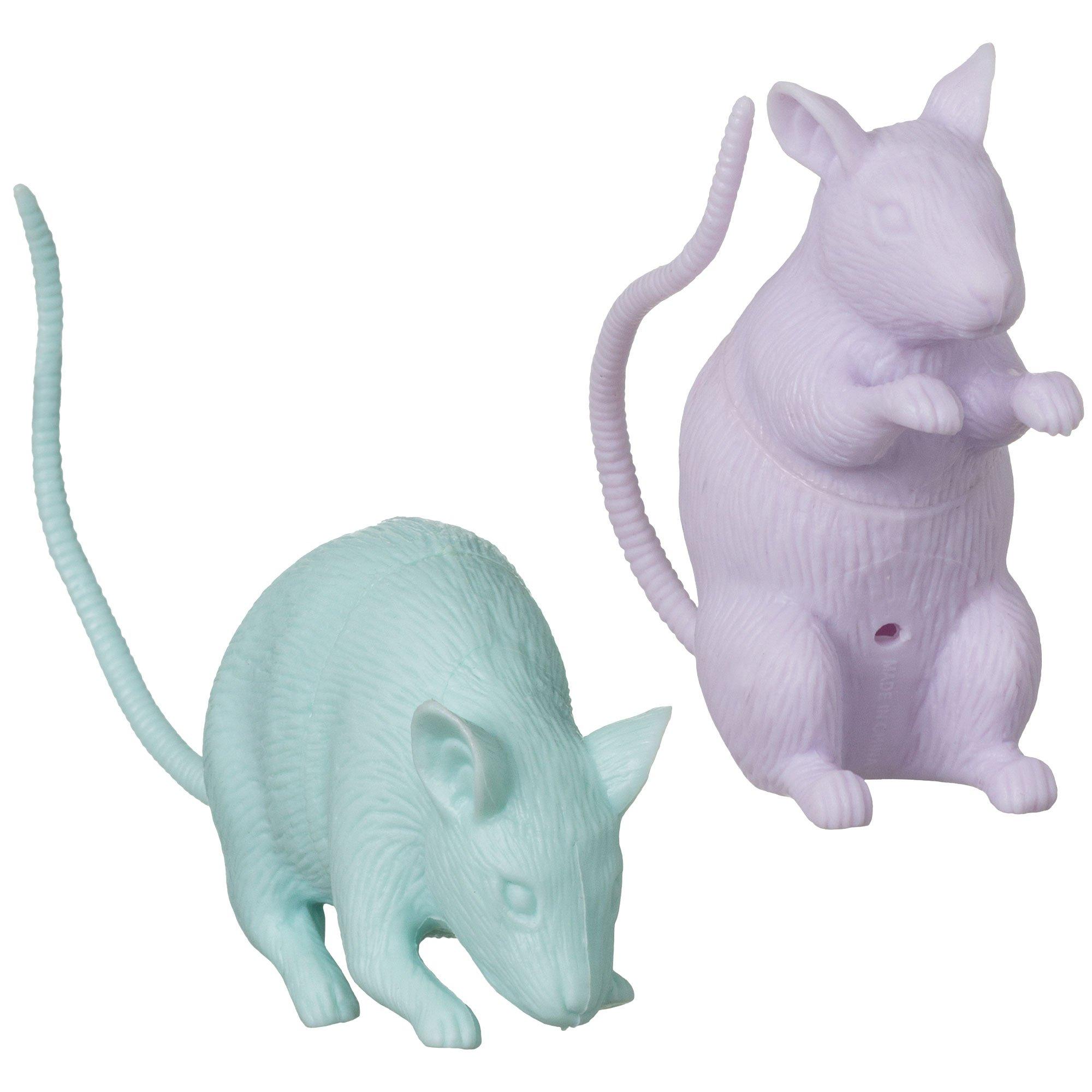 Small Pastel Plastic Rats, 3in, 18ct