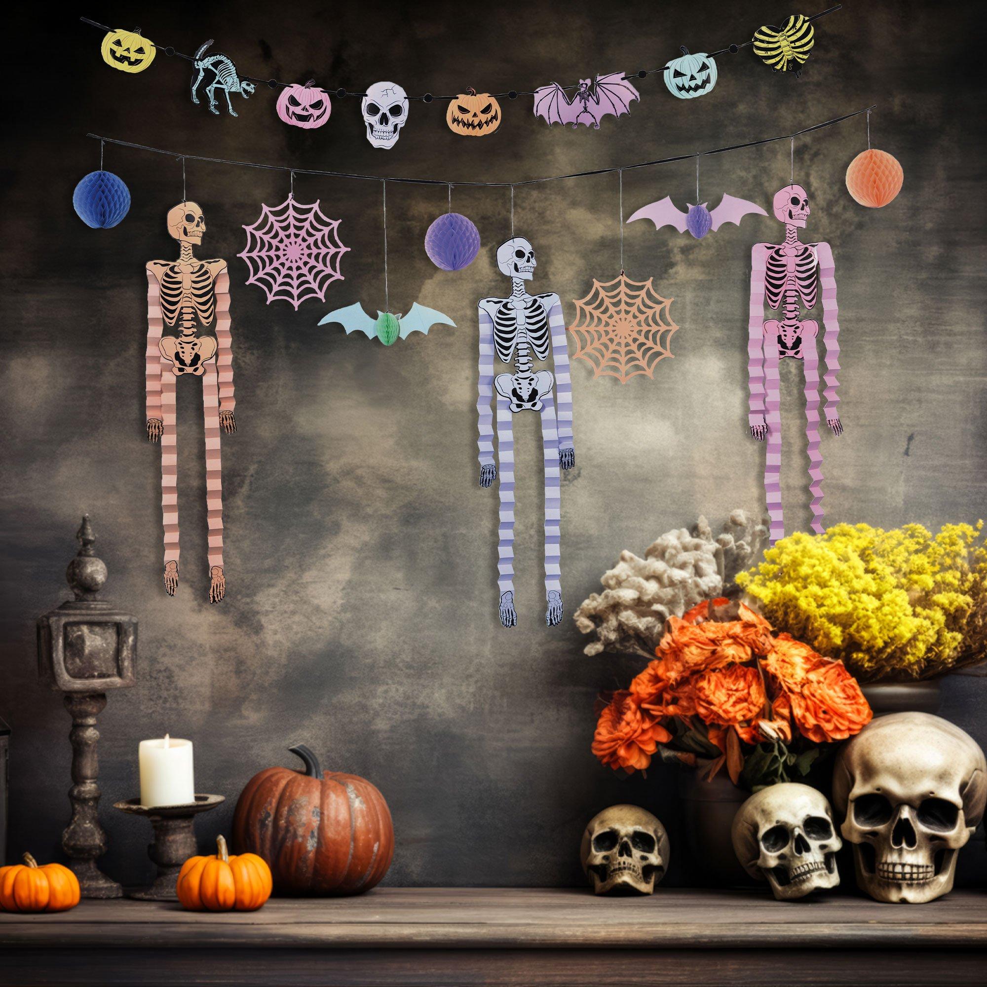 Pastel Halloween Skeleton Paper & Cardstock Banner Set, 6ft, 2pc