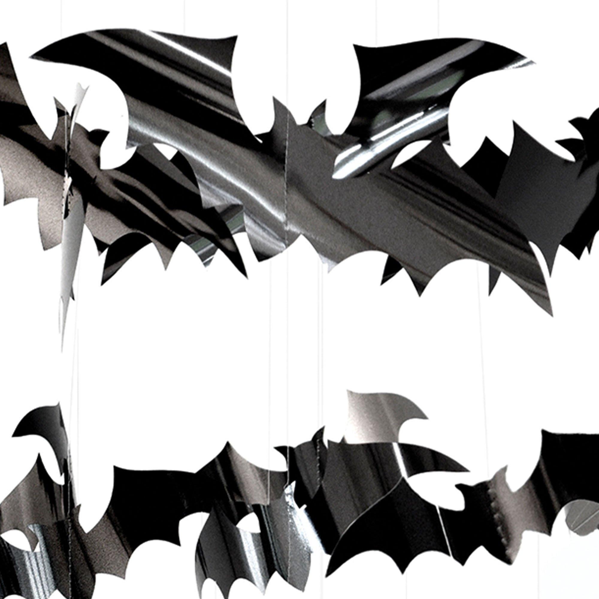 Black Bats Plastic Hanging Decoration, 18in x 56in - Spellbound Halloween