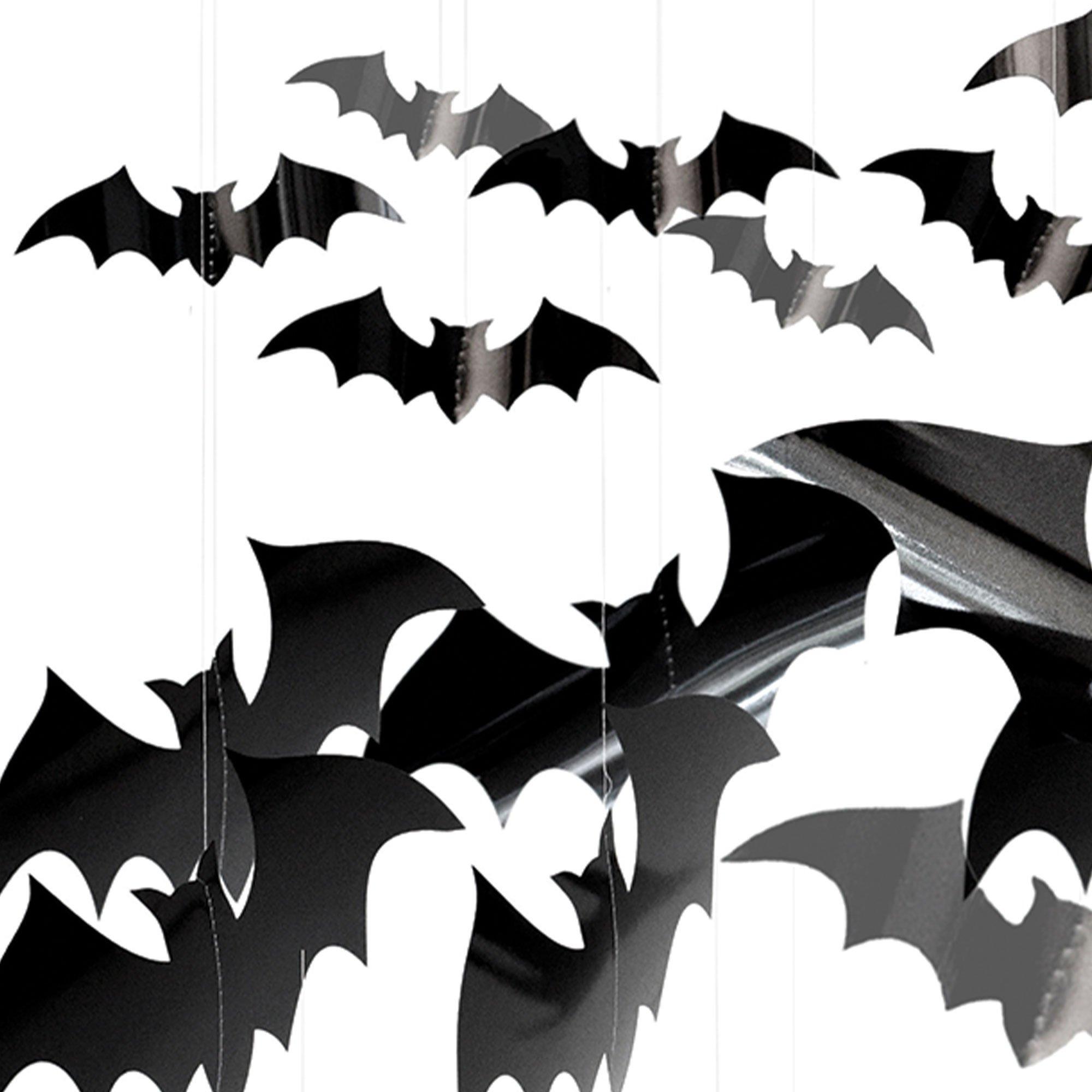 Black Bats Plastic Hanging Decoration, 18in x 56in - Spellbound Halloween