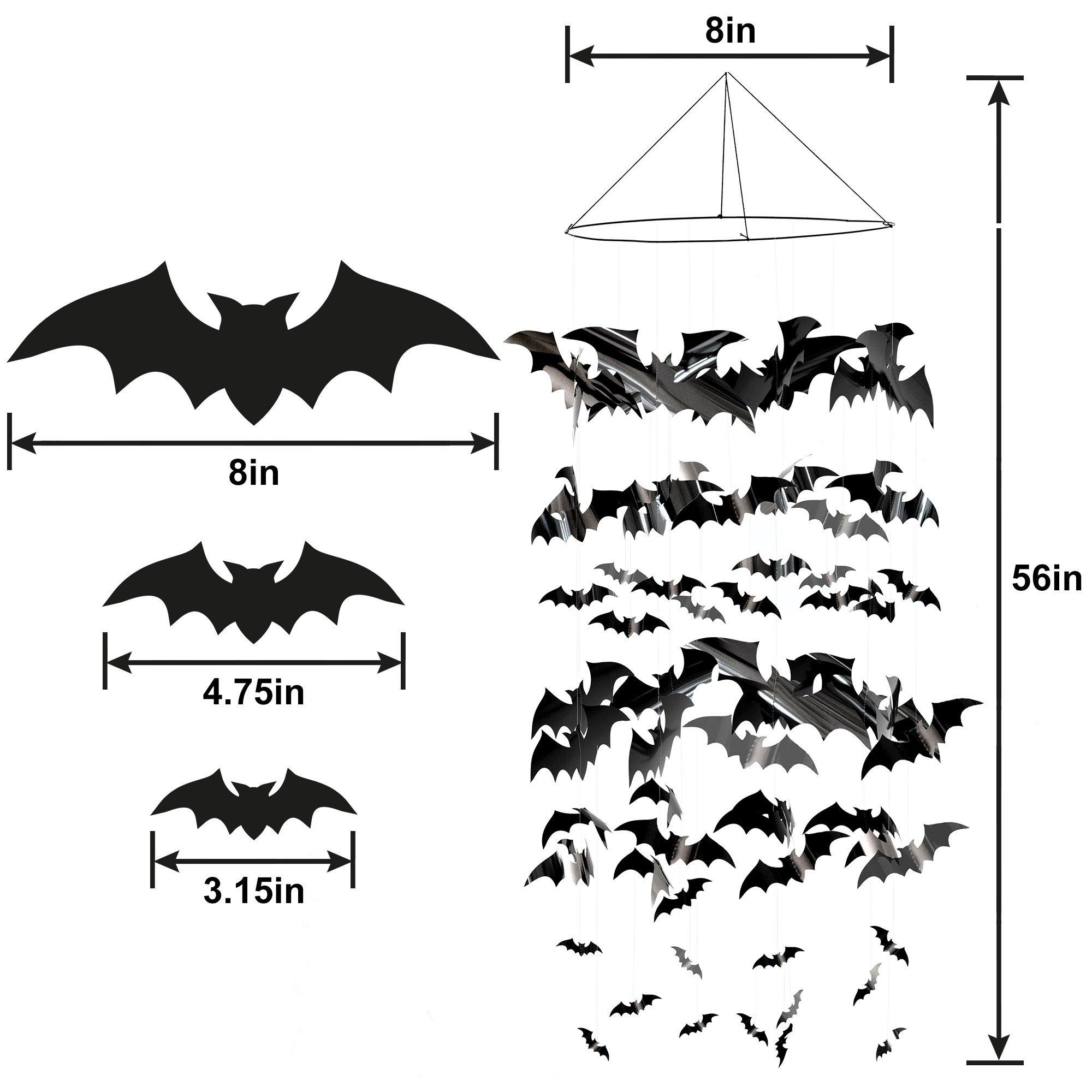 Black Bats Plastic Hanging Decoration, 18in x 56in - Spellbound Halloween