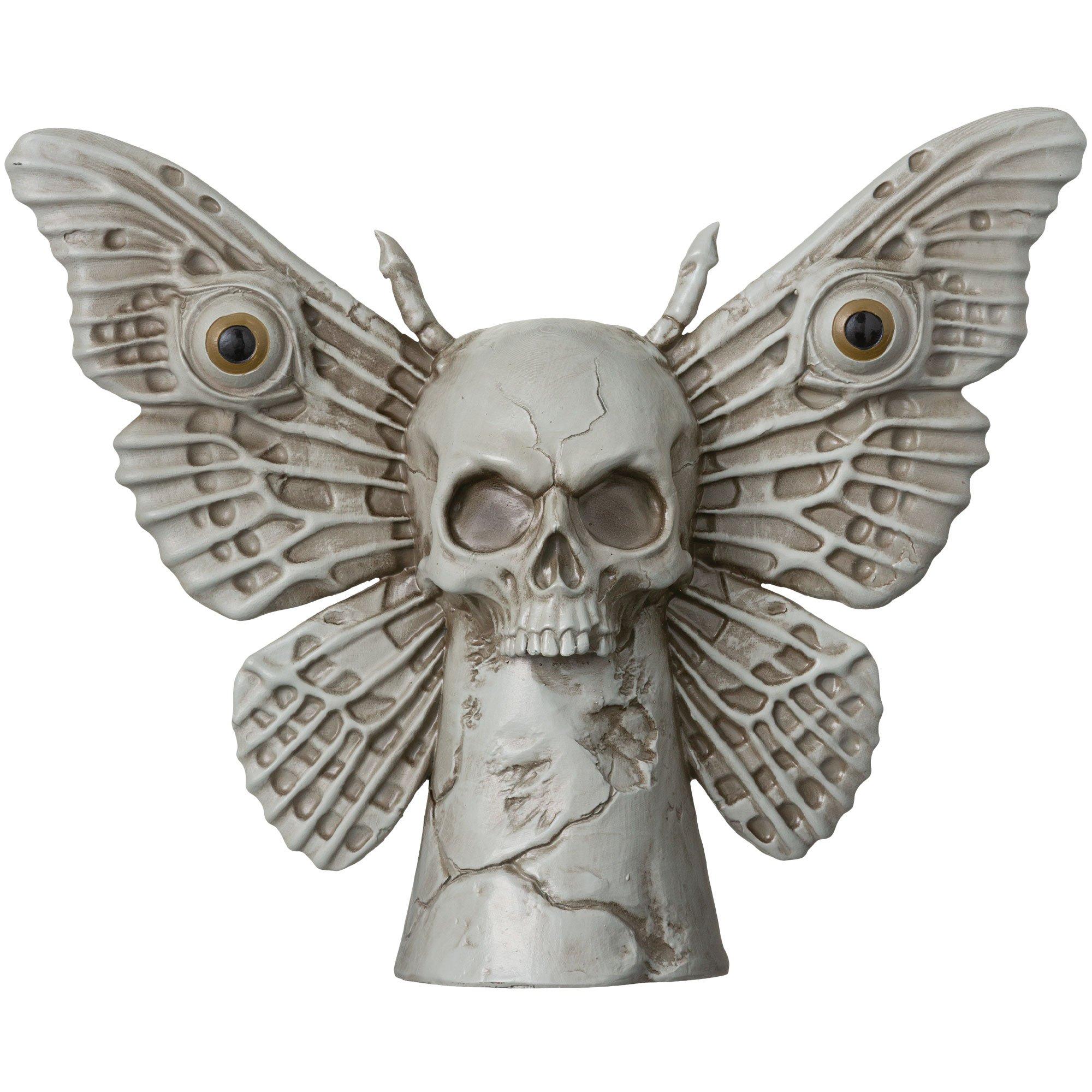 Moth Skull Polyresin Decoration, 12.6in x 10in - Dark Academia