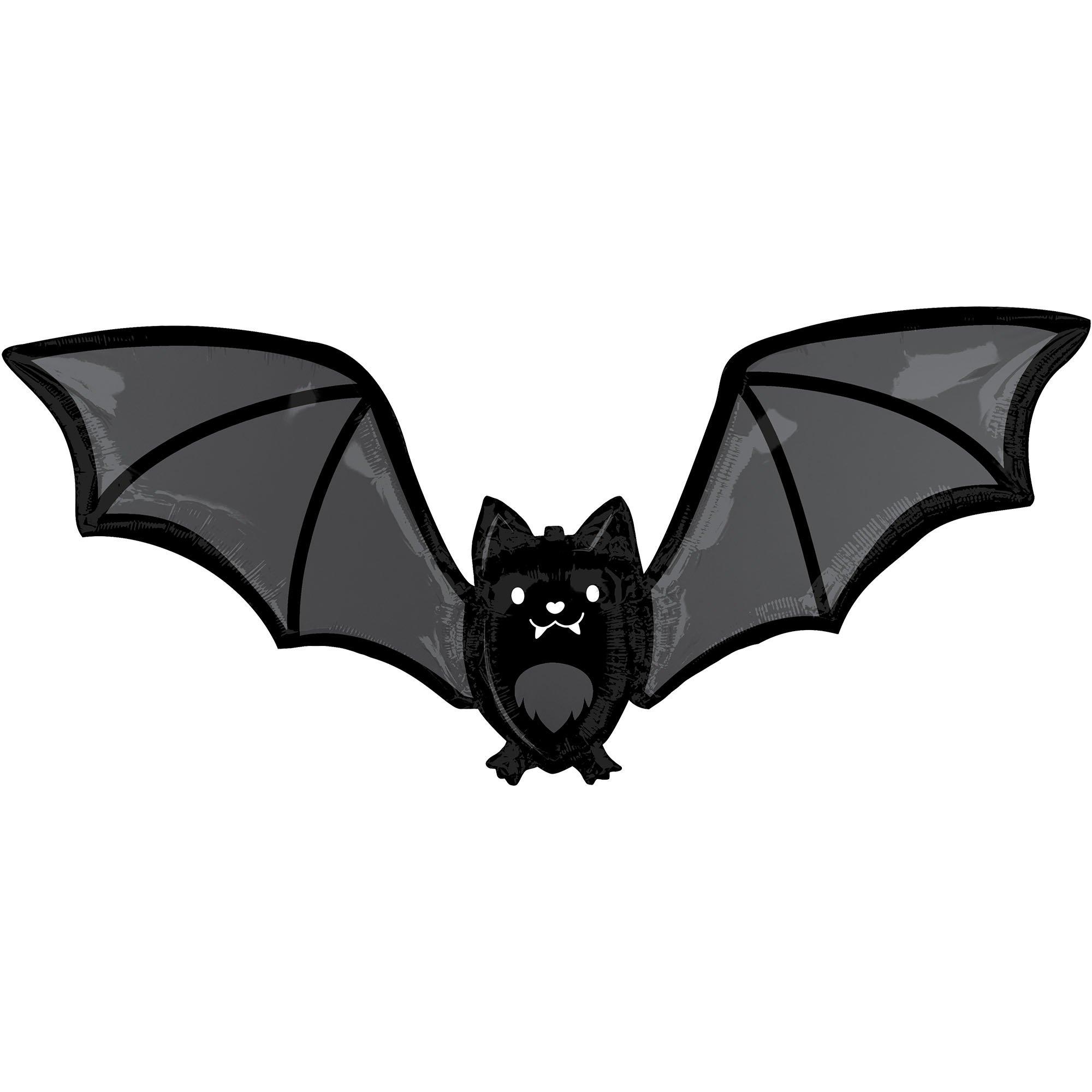 Bat-Shaped Halloween Foil Balloon, 42in - Batty Glow