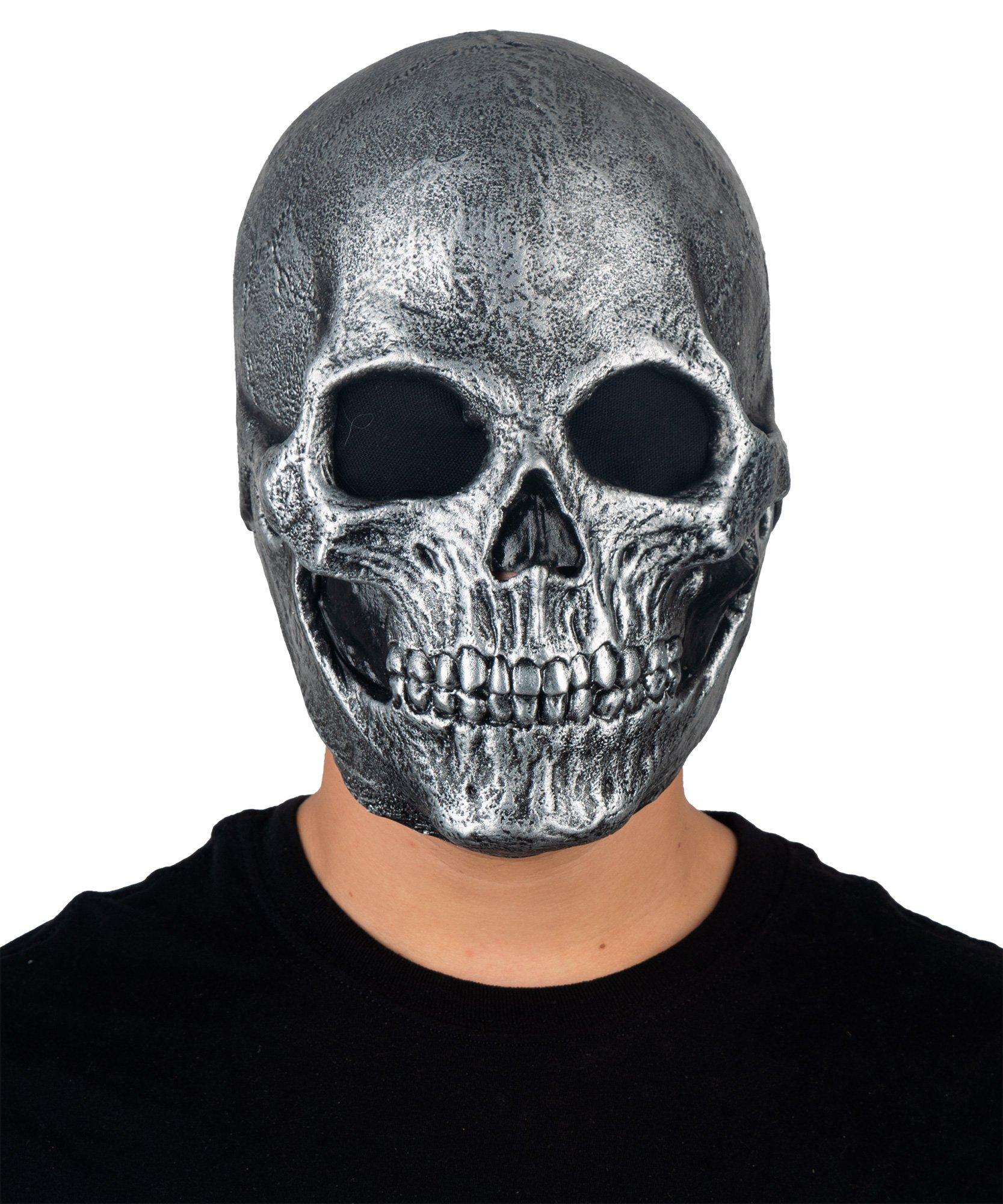 Adult Silver Skull Latex Mask