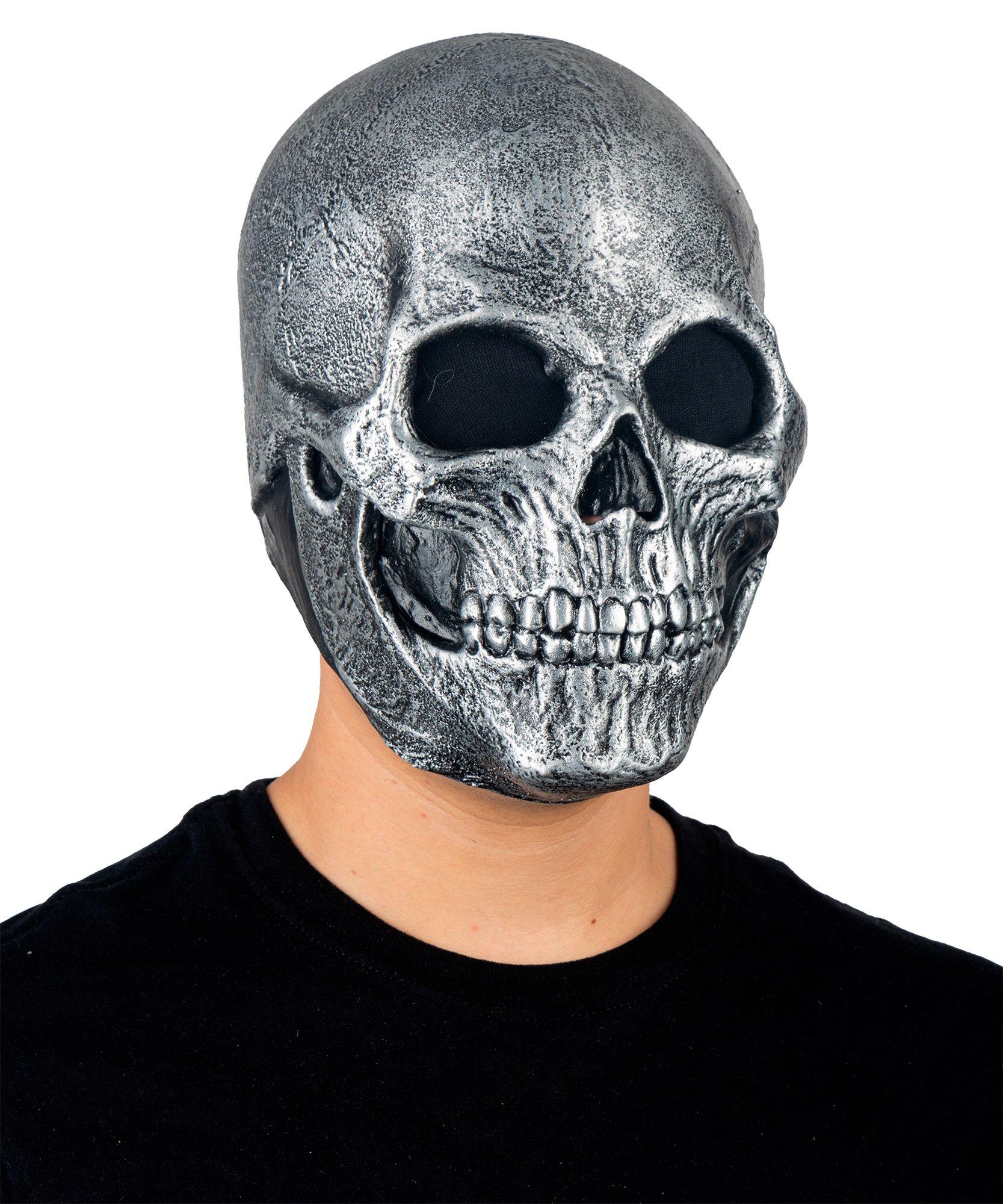 Adult Silver Skull Latex Mask