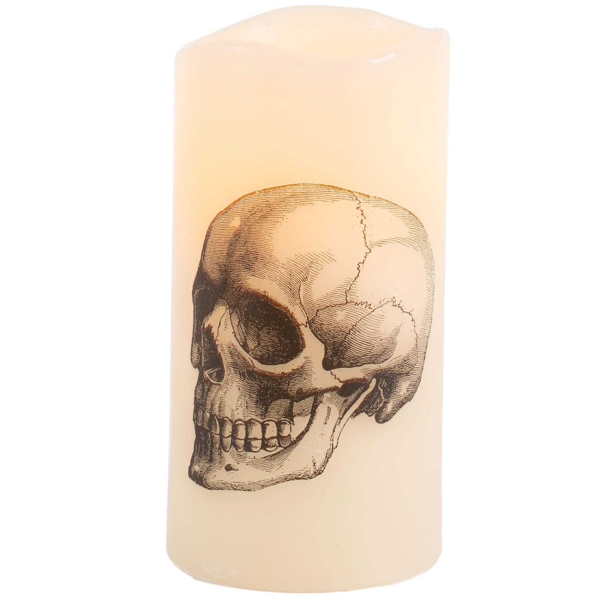 Light-Up LED Wax Halloween Pillar Candles, 3in x 6in, 3ct