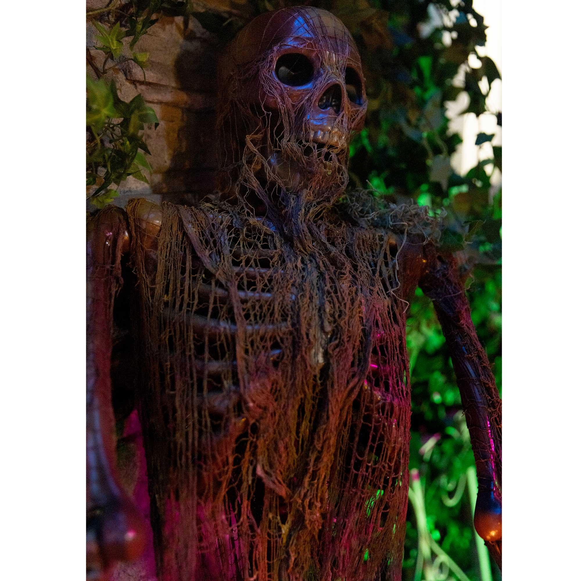 Poseable Rotting Skin Plastic & Fabric Hanging Skeleton, 5ft