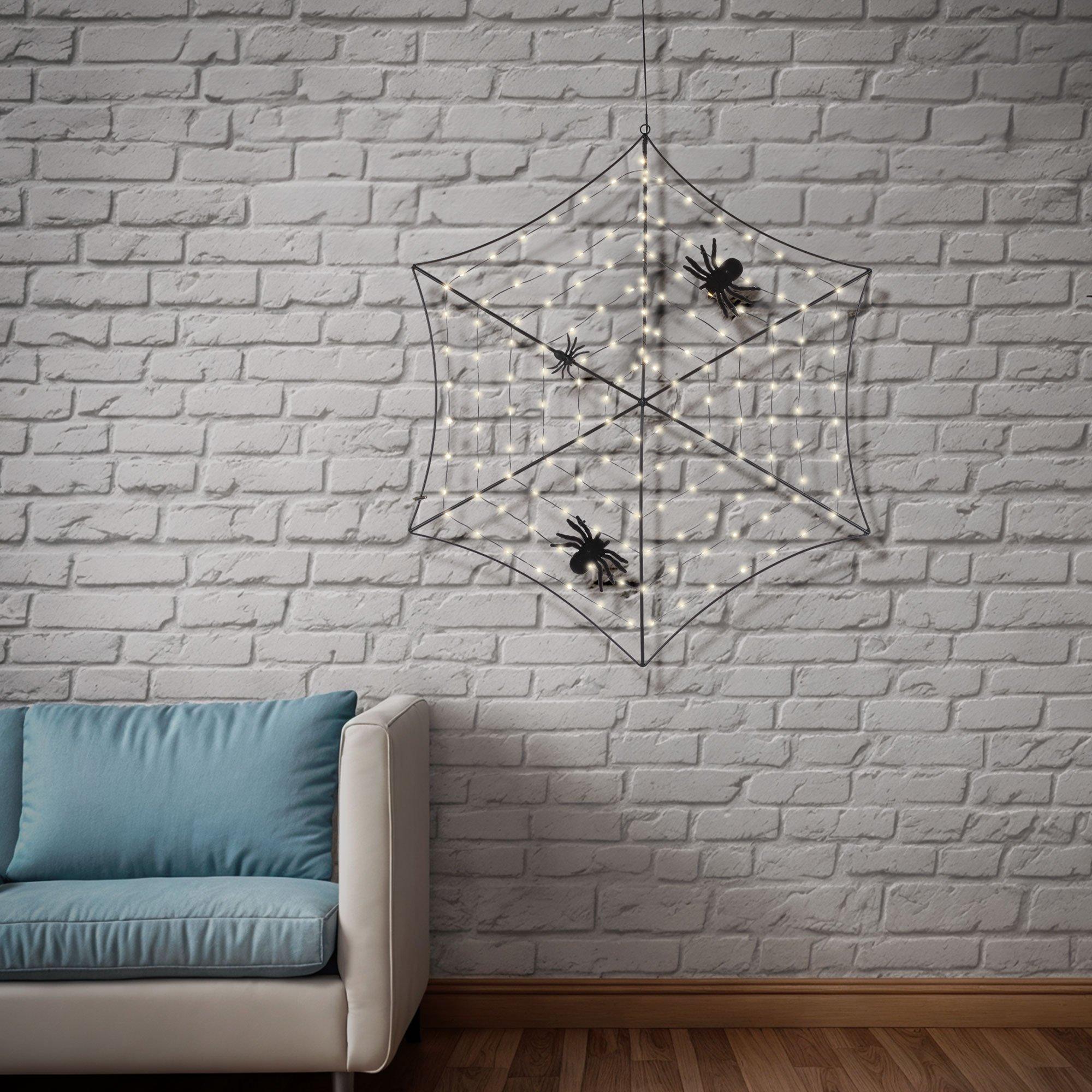 Light-Up LED & Iron Spiderweb Decoration, 40in