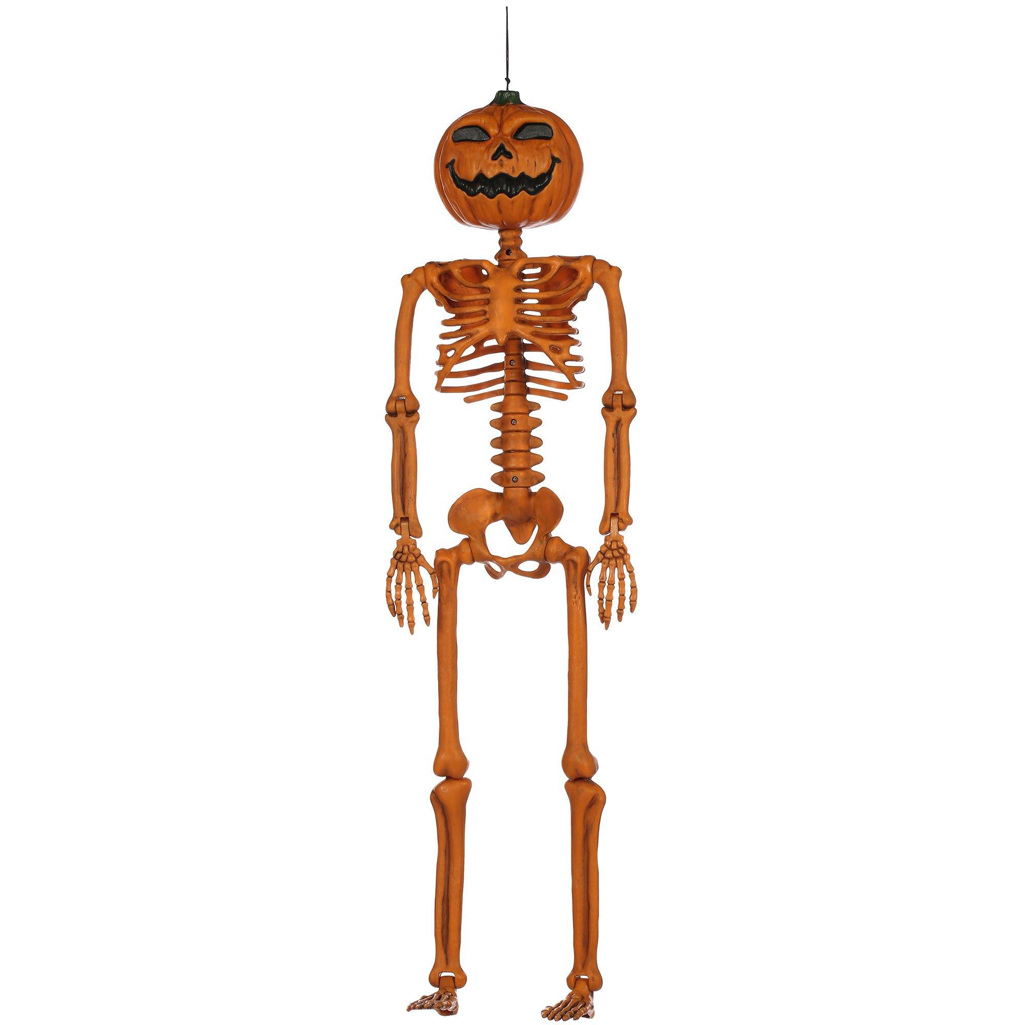 Jack-o'-Lantern Plastic Hanging Skeleton, 9.5in x 36in