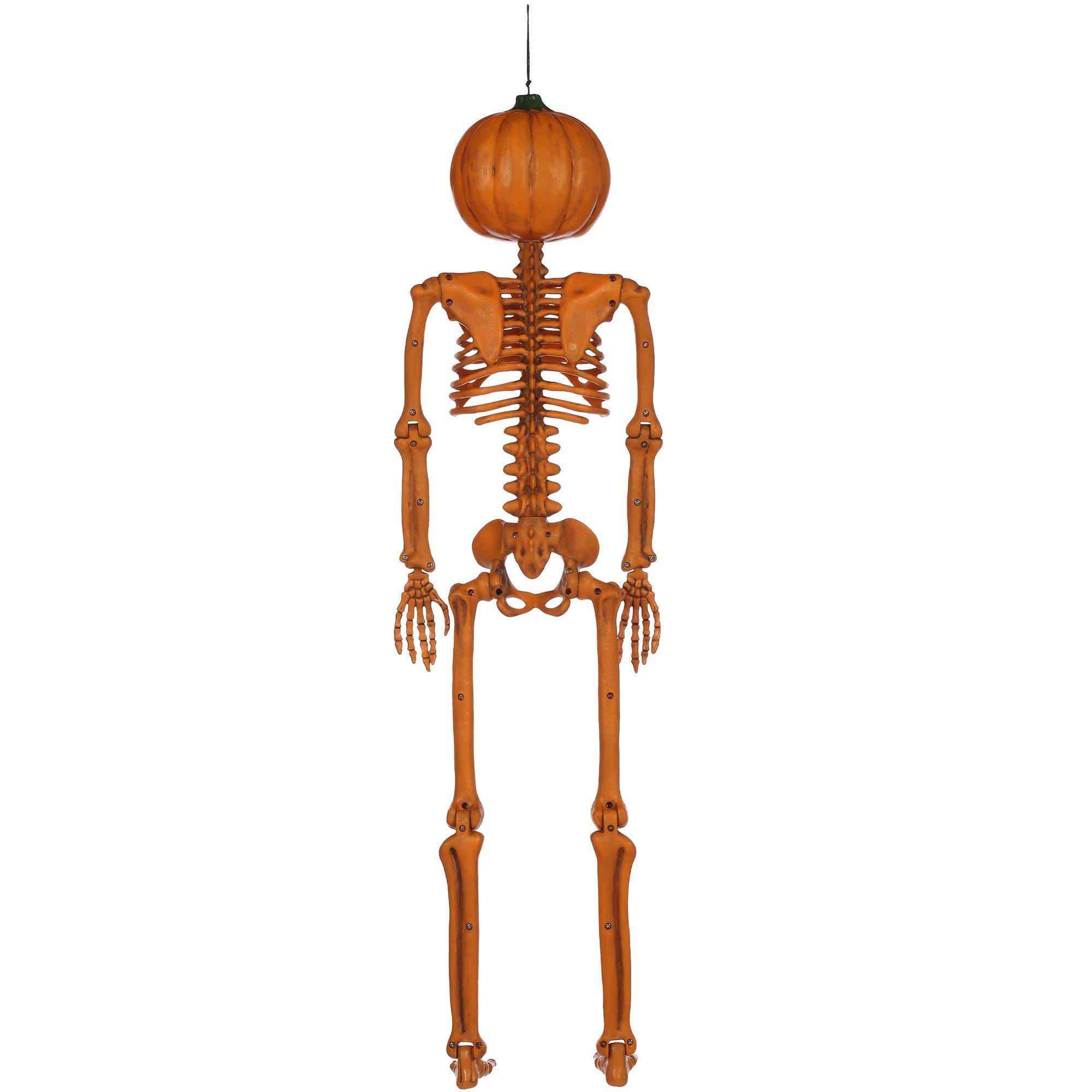 Jack-o'-Lantern Plastic Hanging Skeleton, 9.5in x 36in