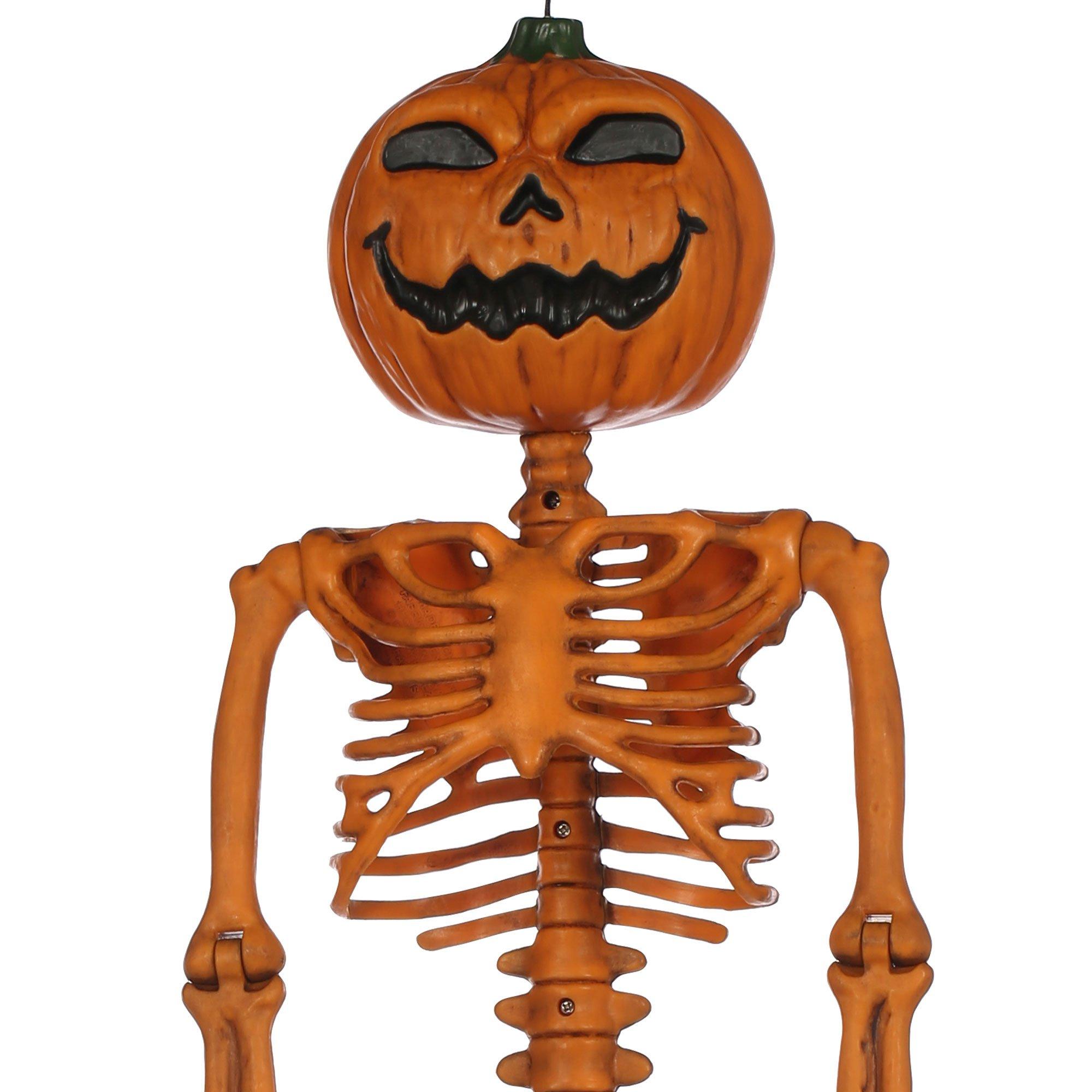 Jack-o'-Lantern Plastic Hanging Skeleton, 9.5in x 36in