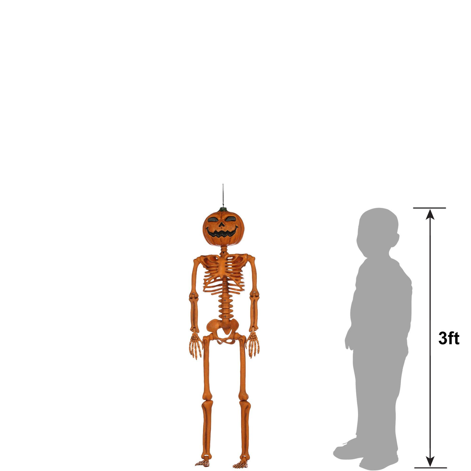 Jack-o'-Lantern Plastic Hanging Skeleton, 9.5in x 36in