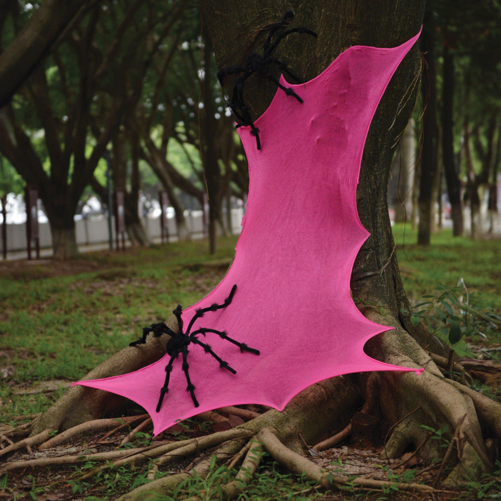 Bright Pink Stretchy Fabric Spiderweb, 2.1ft x 6ft