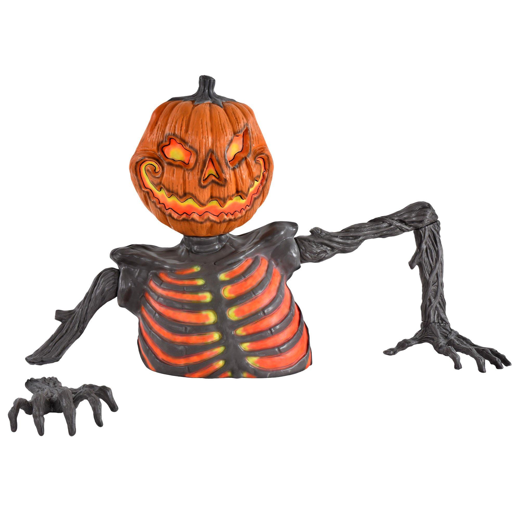 Embers the Pumpkin Skeleton Black Light Reactive Ground Breaker, 4ft