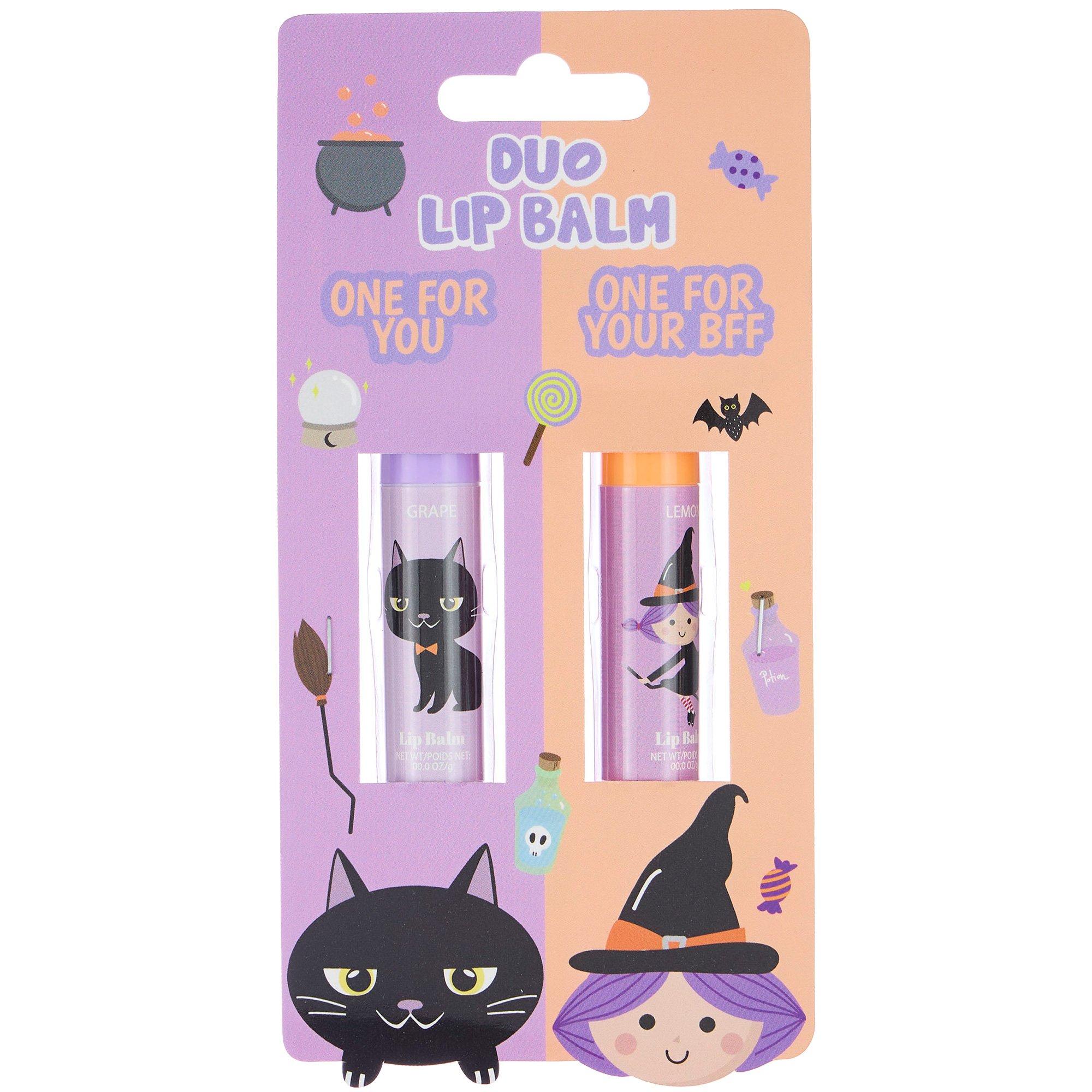 Cat & Witch Halloween Friendship Lip Balms, 2pc