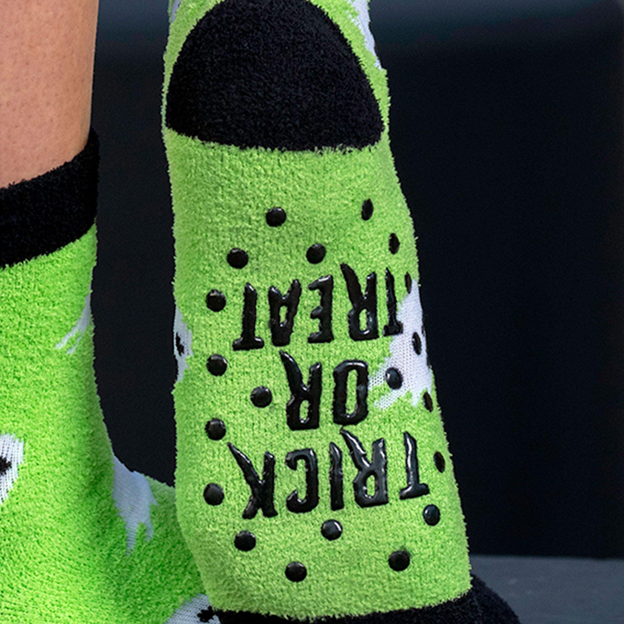 Neon Green Ghost Halloween Crew Socks