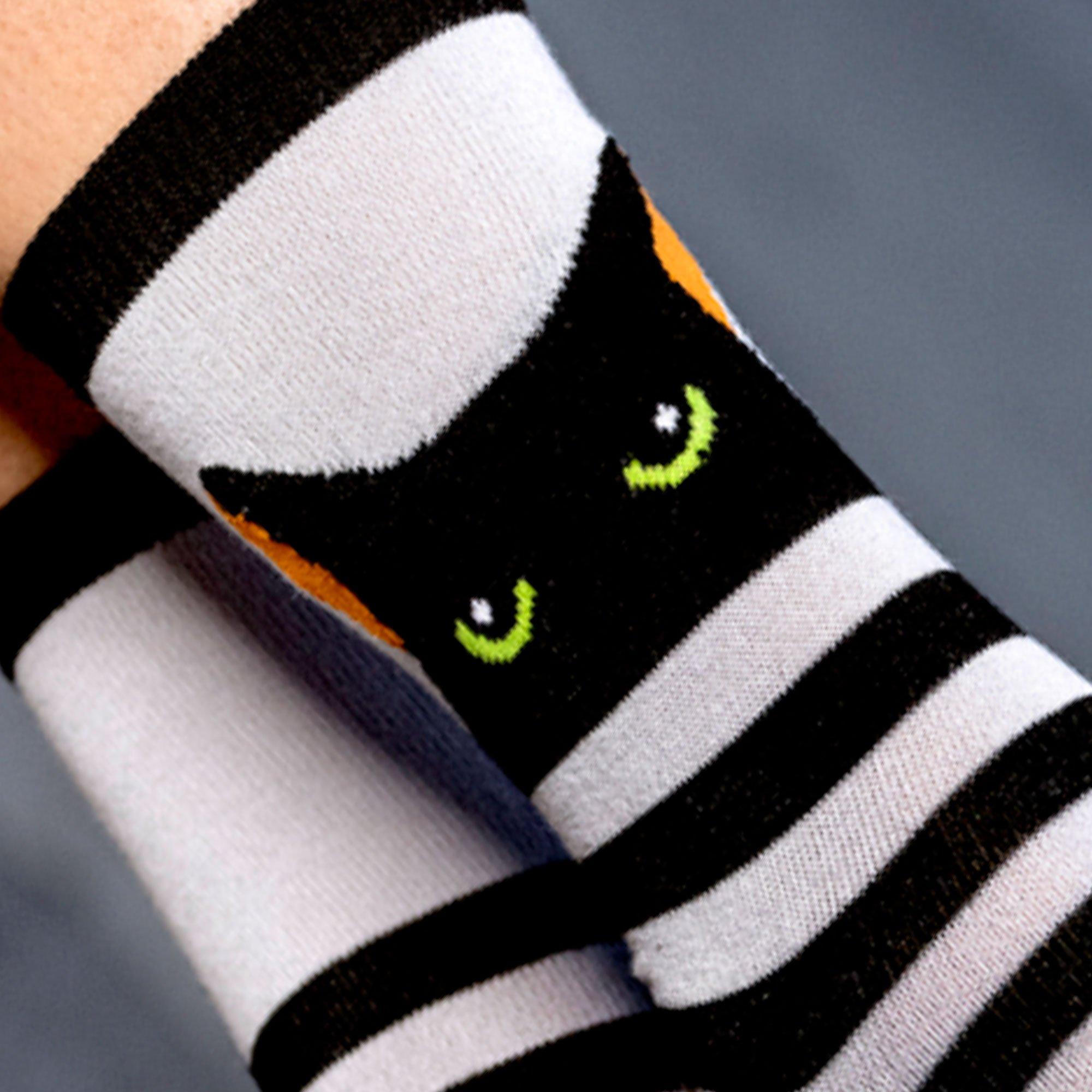 Cat Face Halloween Crew Socks
