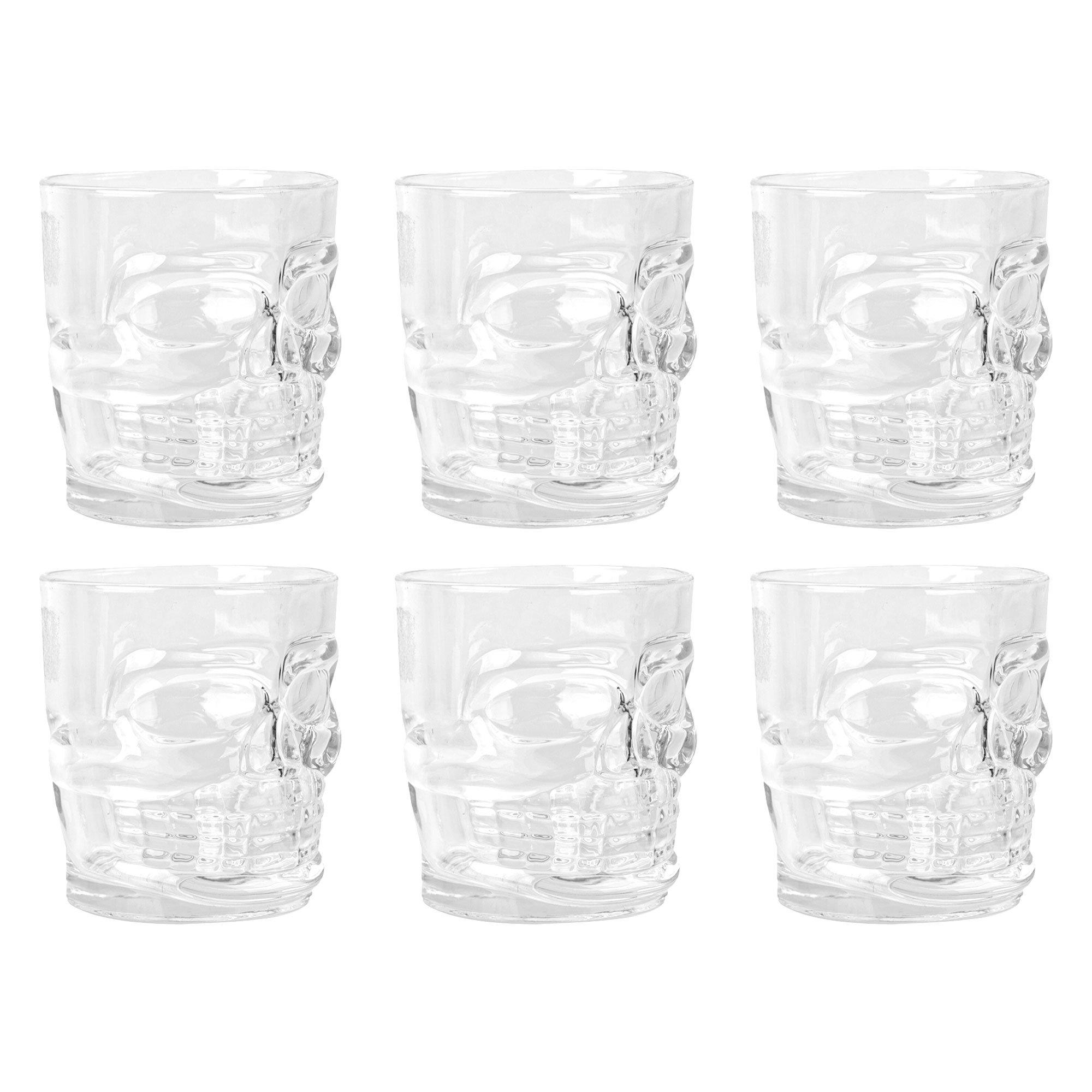 Clear Skull Glass Shot Glasses, 1.5oz, 6ct