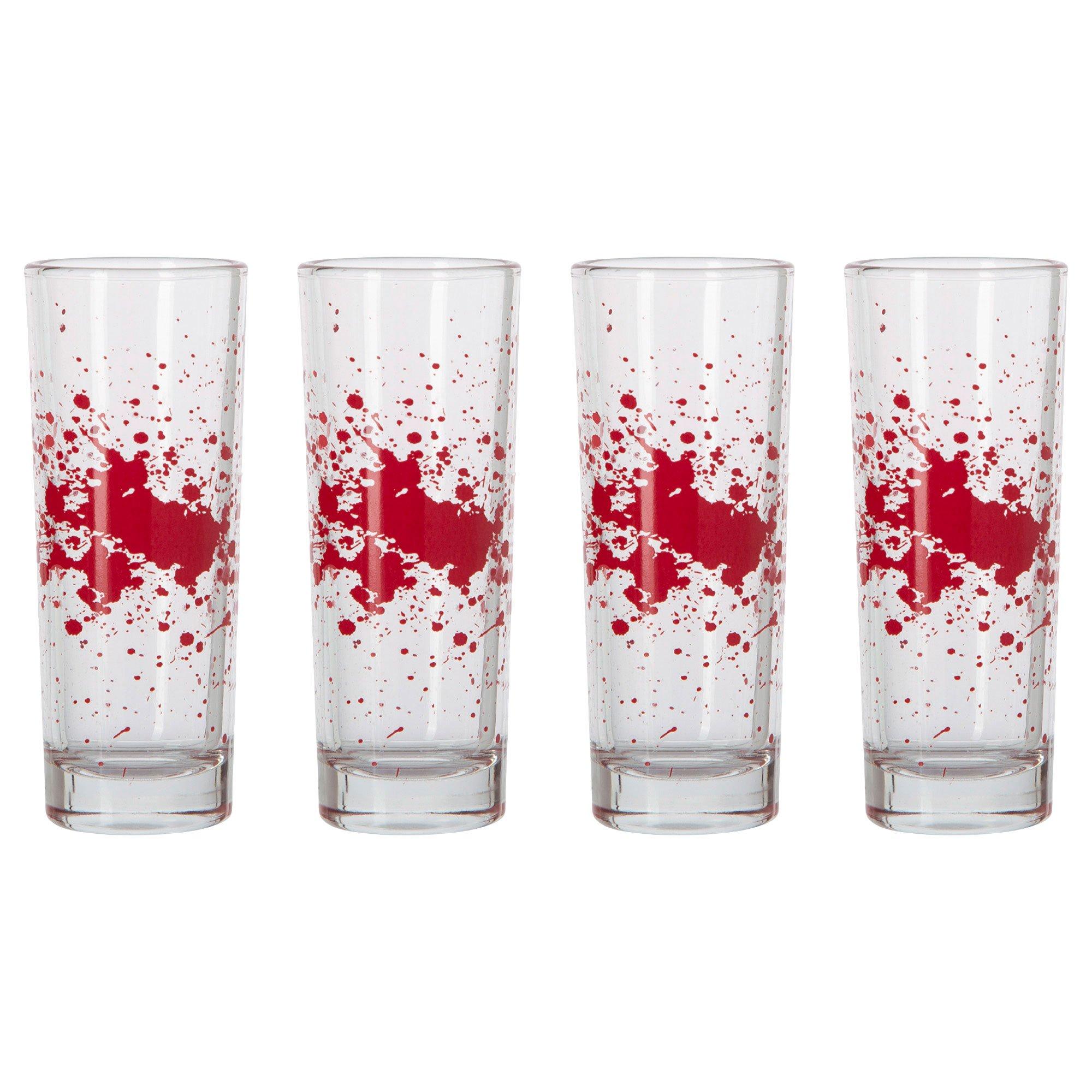 Blood Spatter Glass Shot Glasses, 2.2oz, 4ct