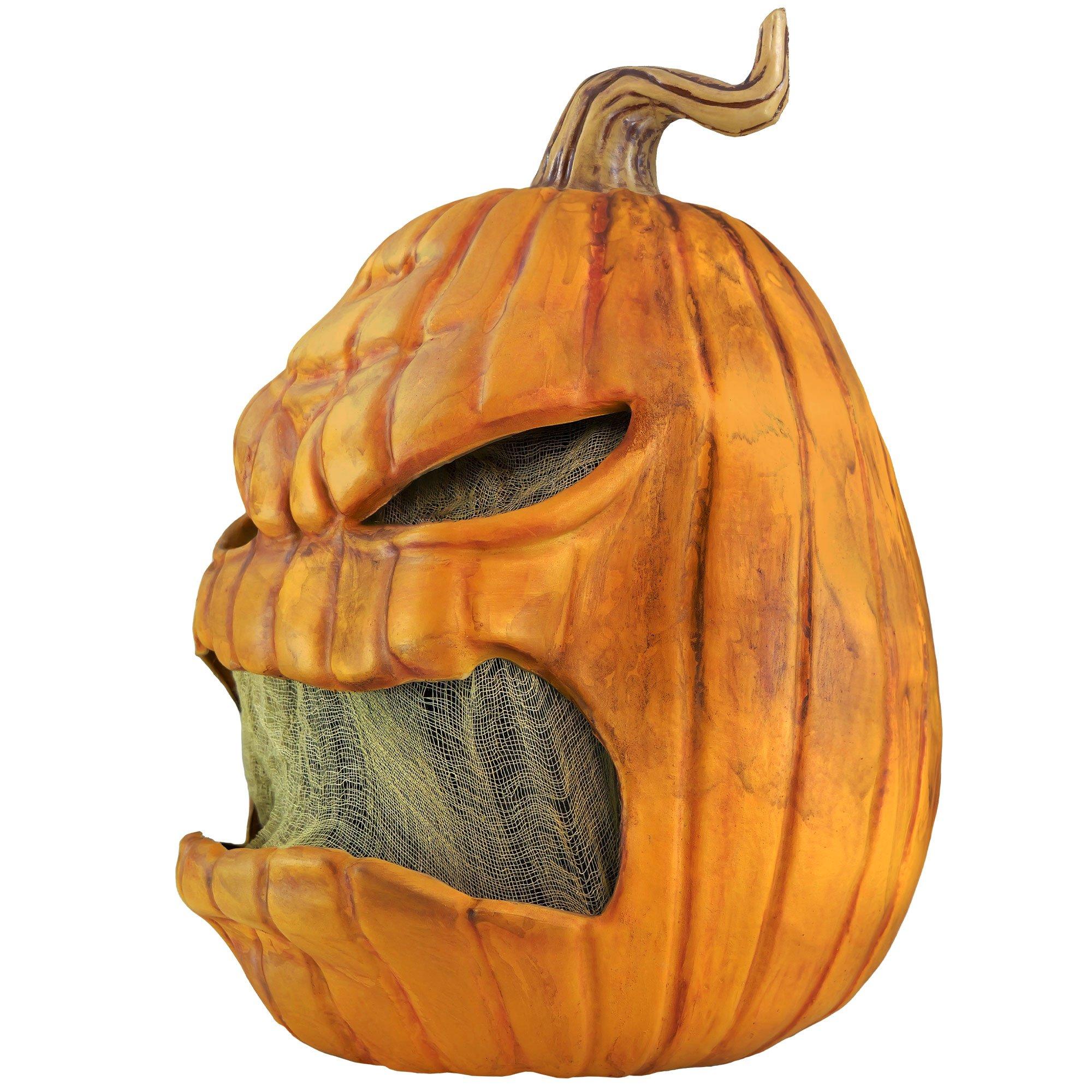 Animatronic Light-Up LED Rotten Pumpkin Halloween Decoration, 14in