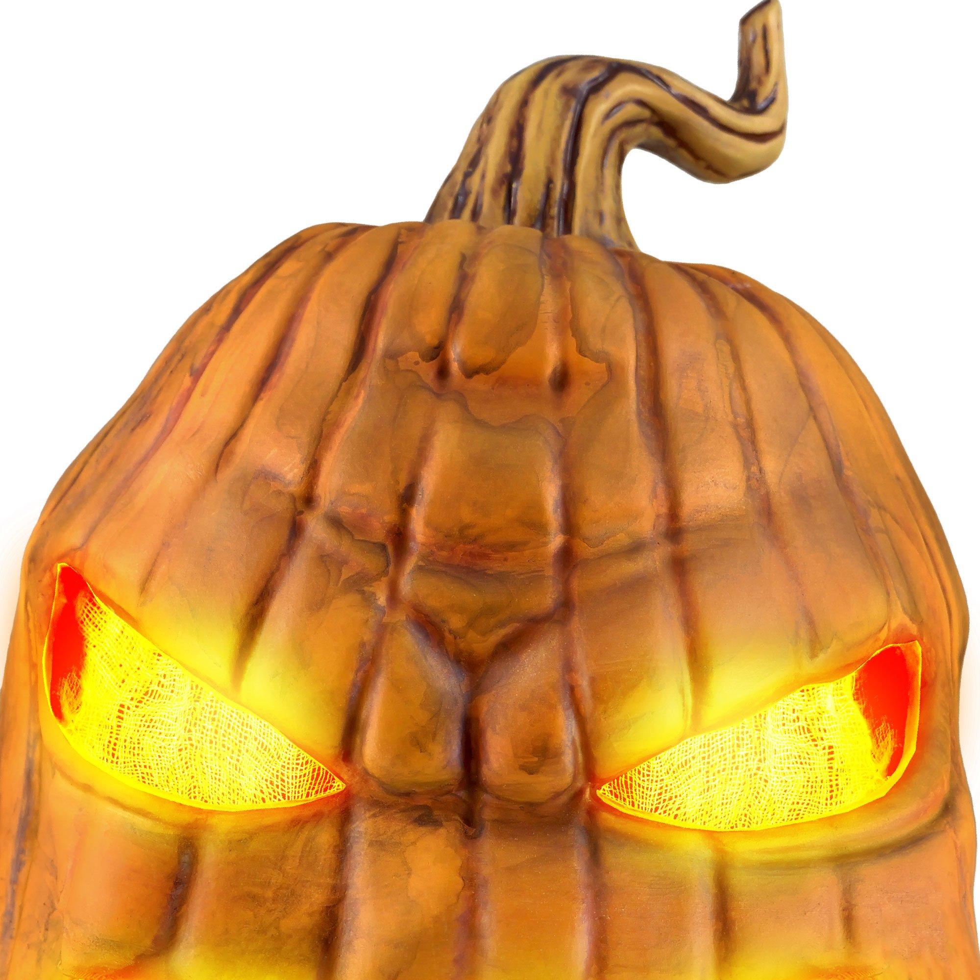 Animatronic Light-Up LED Rotten Pumpkin Halloween Decoration, 14in