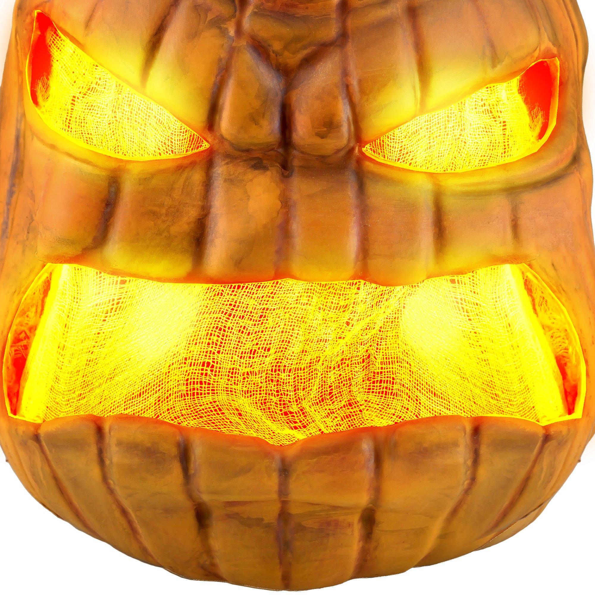 Animatronic Light-Up LED Rotten Pumpkin Halloween Decoration, 14in