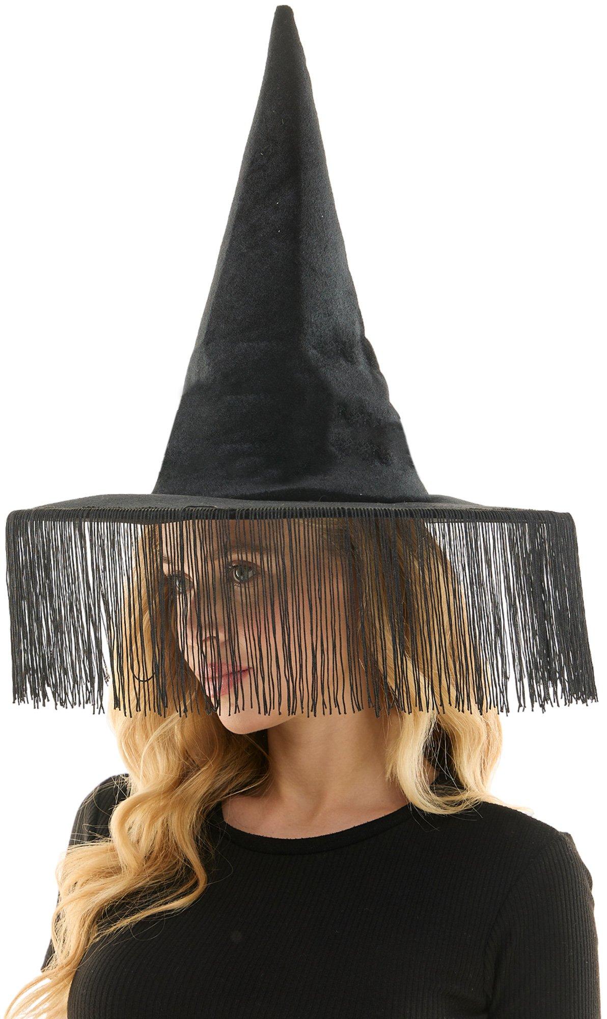 Black Witch Hat with Fringe