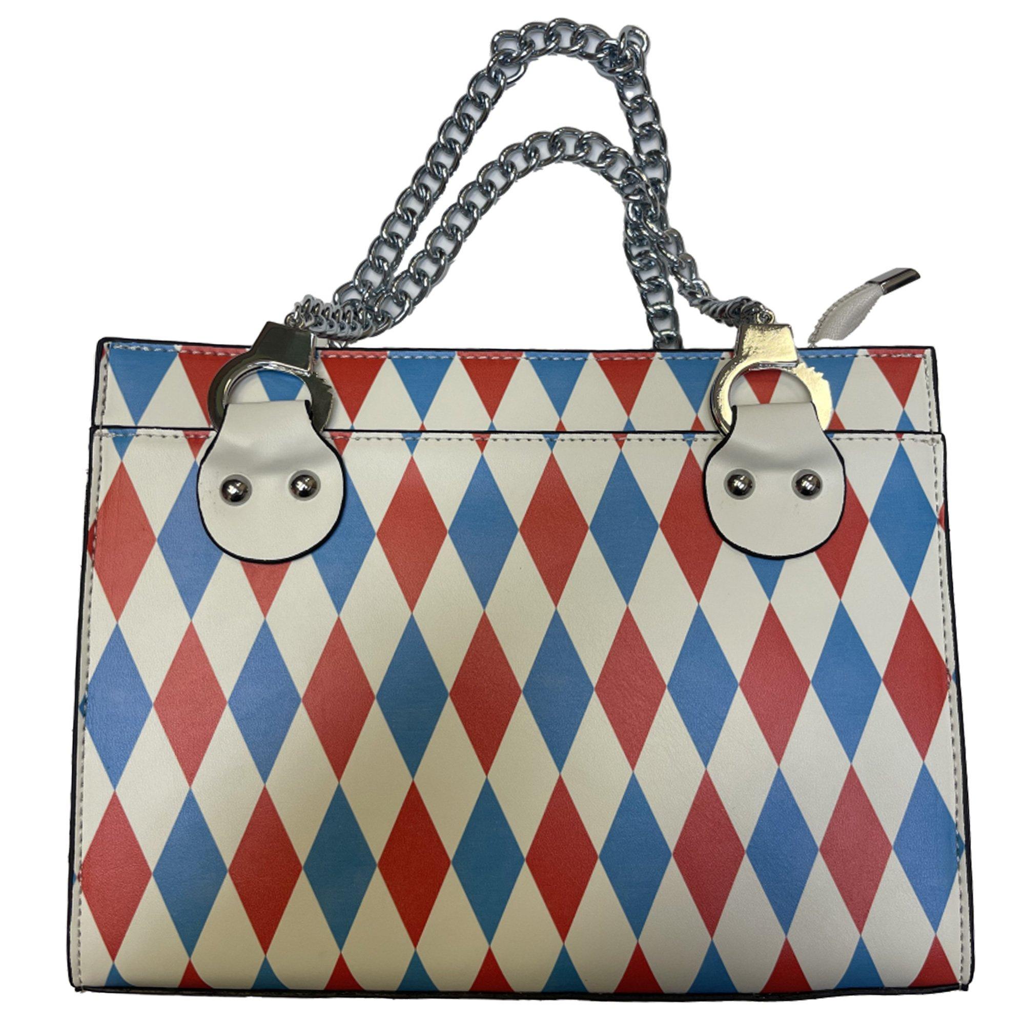 Blue & Red Harlequin Checkered Clown Purse