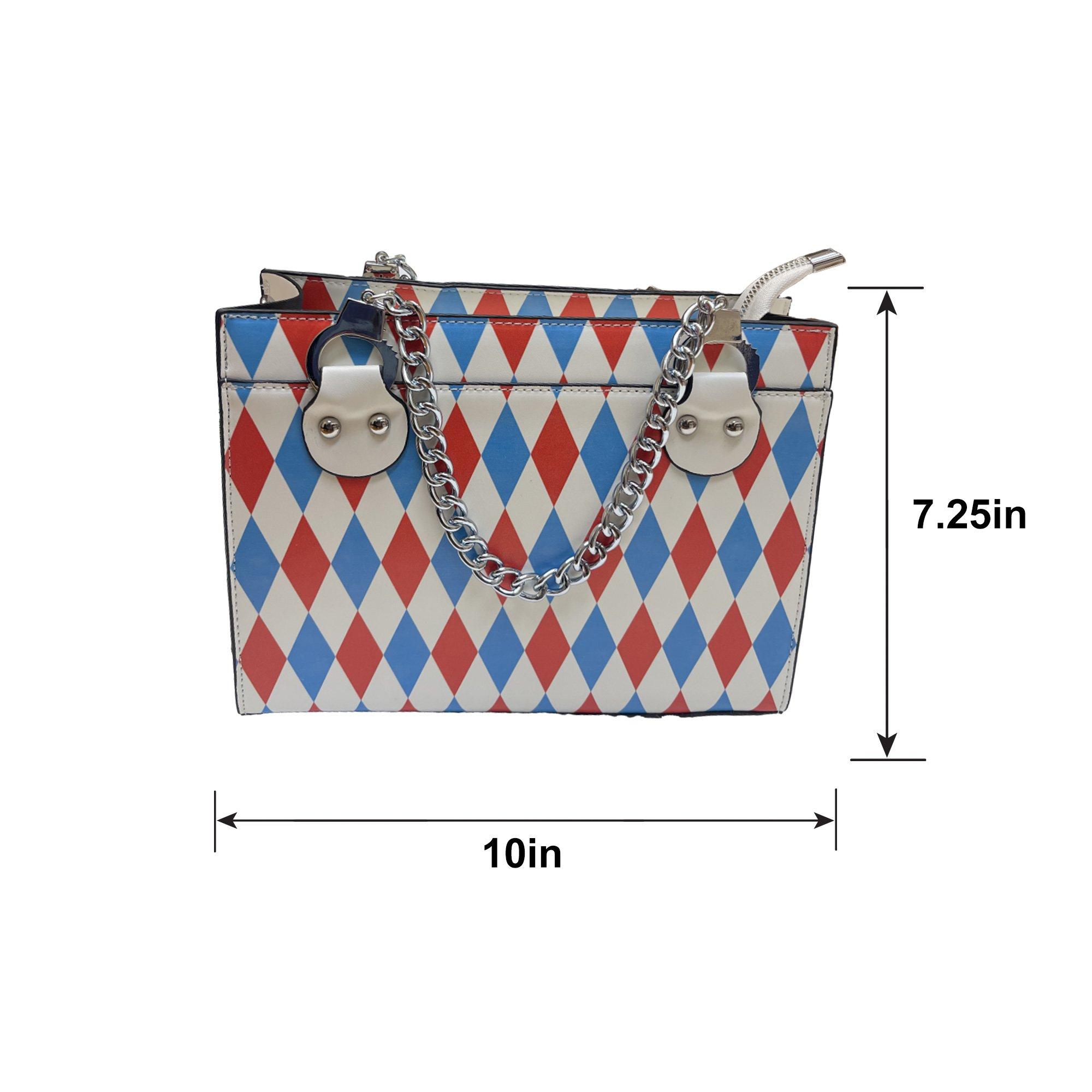 Blue & Red Harlequin Checkered Clown Purse