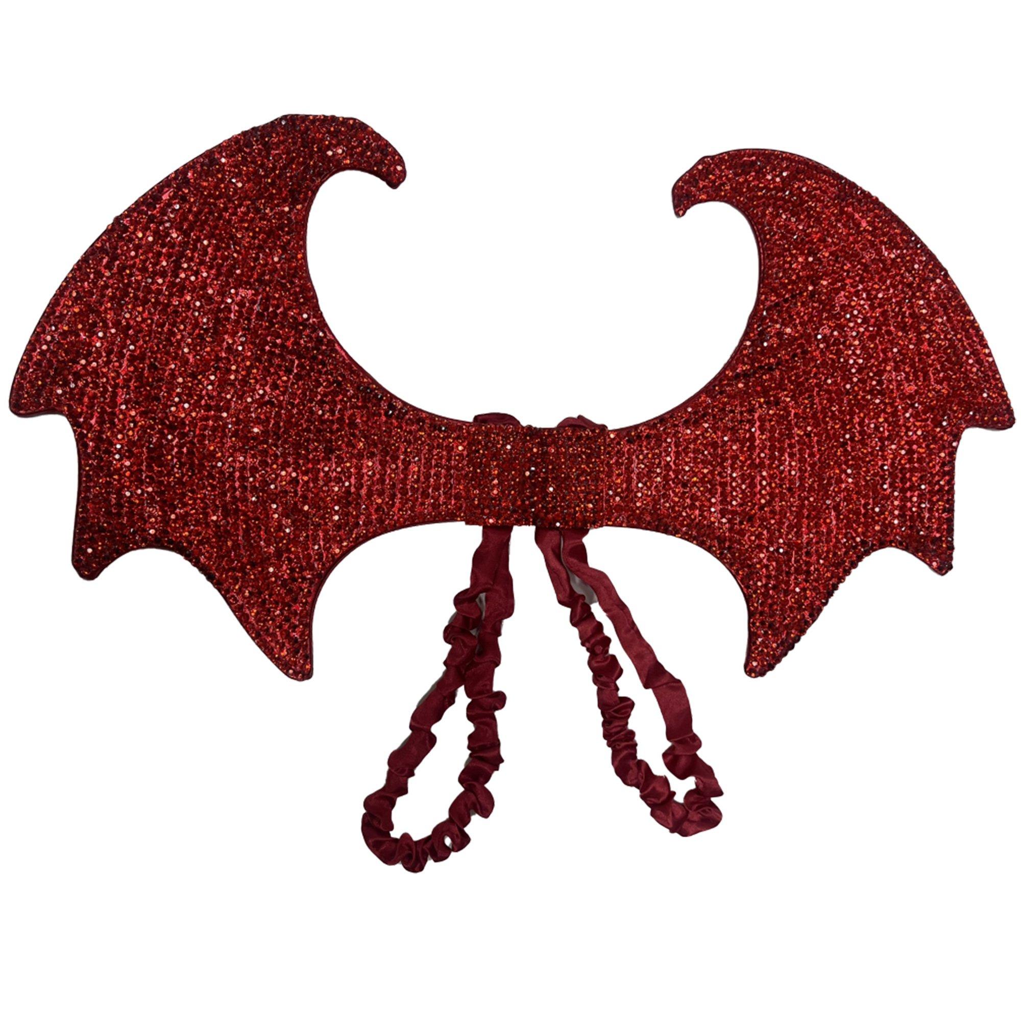 Red Rhinestone Devil Wings