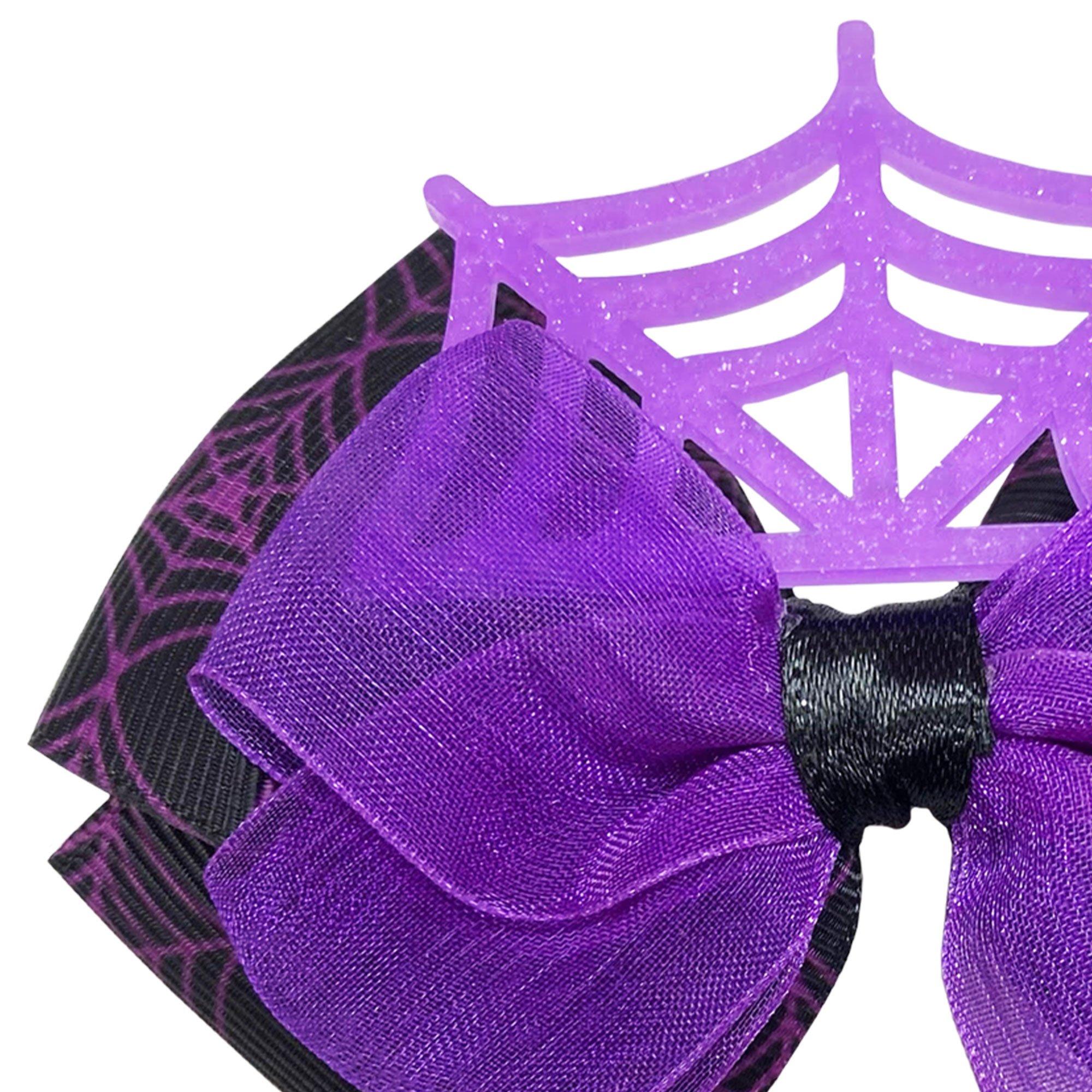 Black & Purple Spiderweb Hair Bow Clips, 2ct