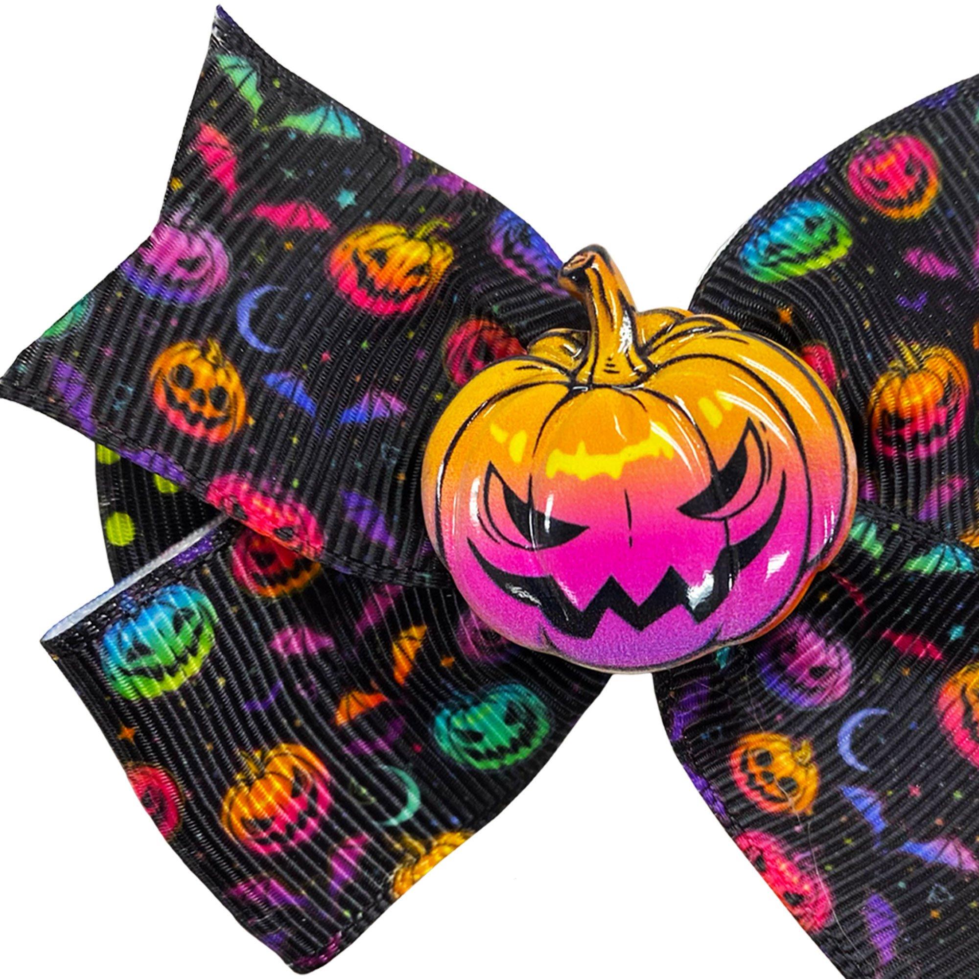 Multicolor Pumpkin Halloween Hair Bow Clips, 2ct